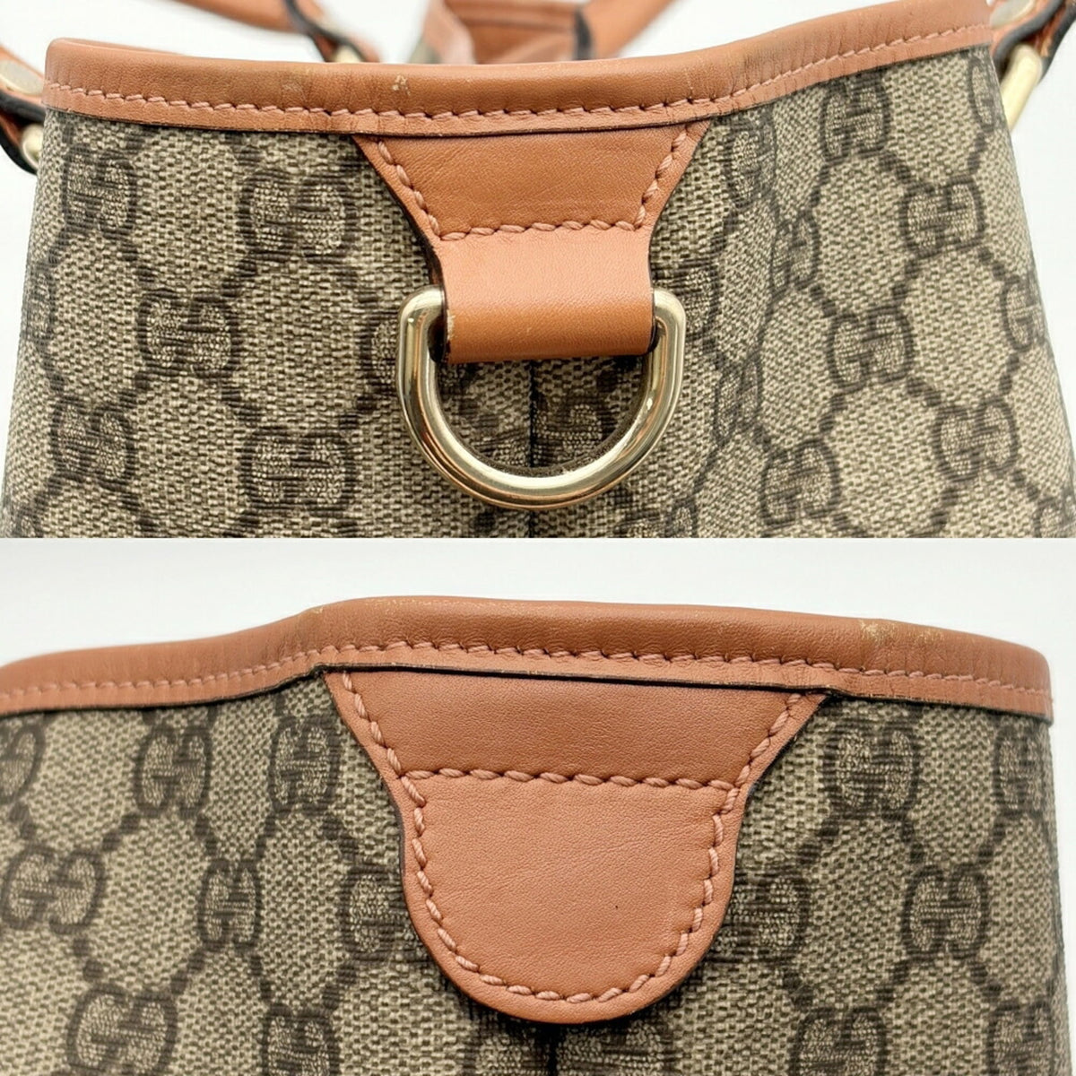 Gucci Gg Plus Beige Brown Pvc Leather Handbag Tote Bag (Pre-Owned)