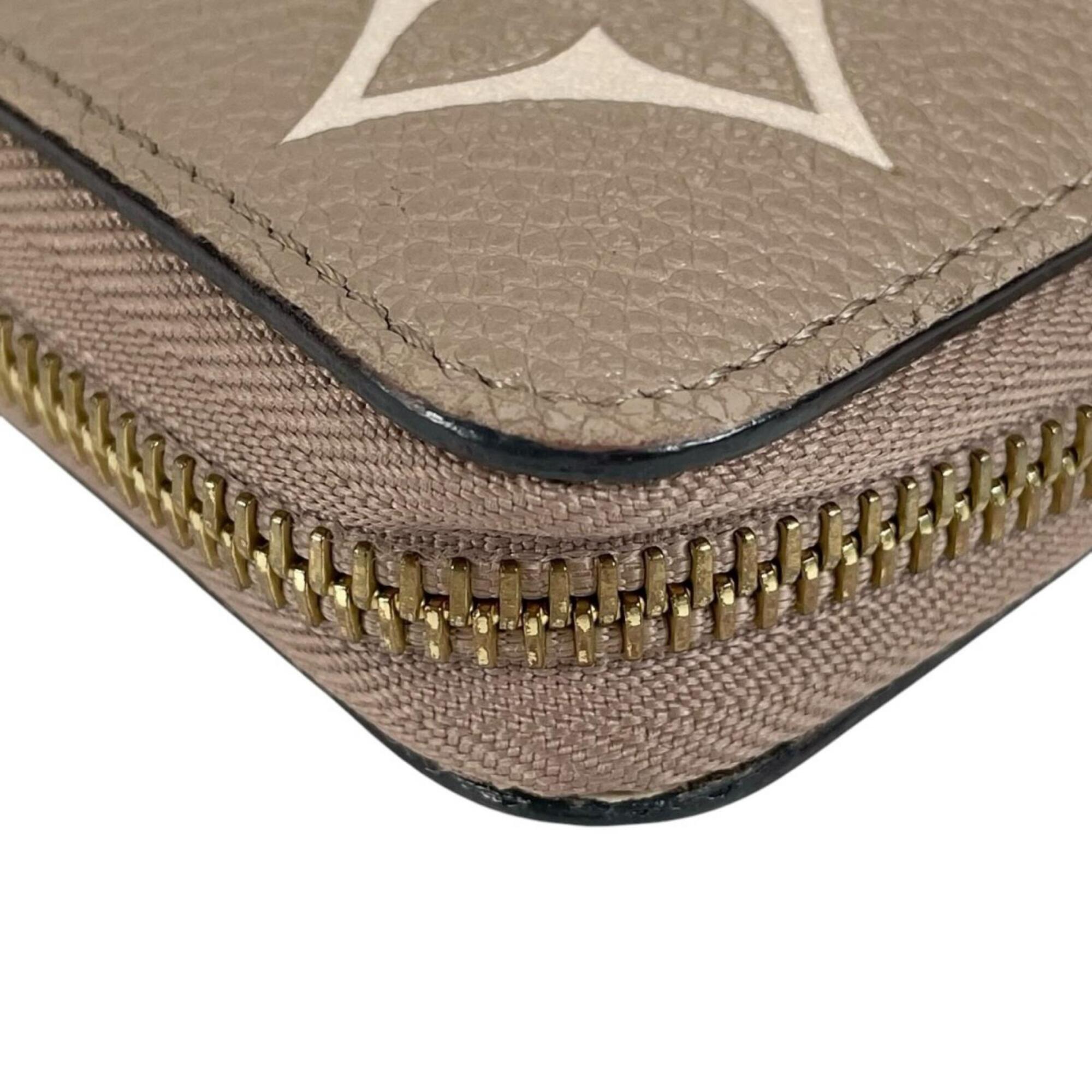 Louis Vuitton Monogram Beige Leather Long Wallet (Bi-Fold) (Pre-Owned)