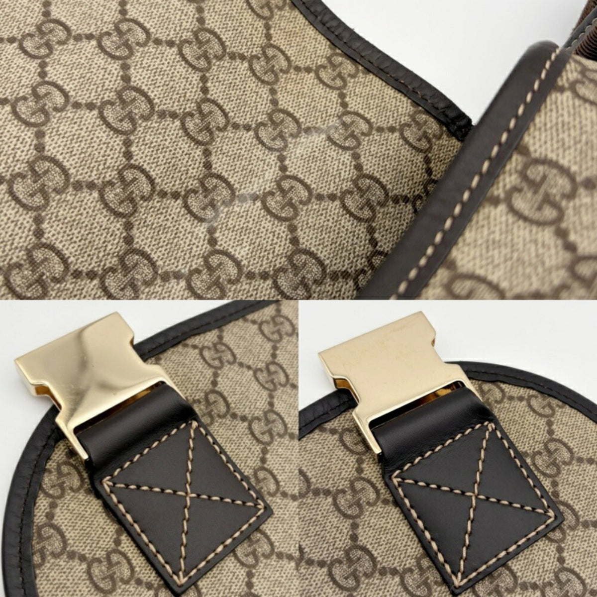 Gucci Beige Brown Pvc Leather Shoulder Bag (Pre-Owned)