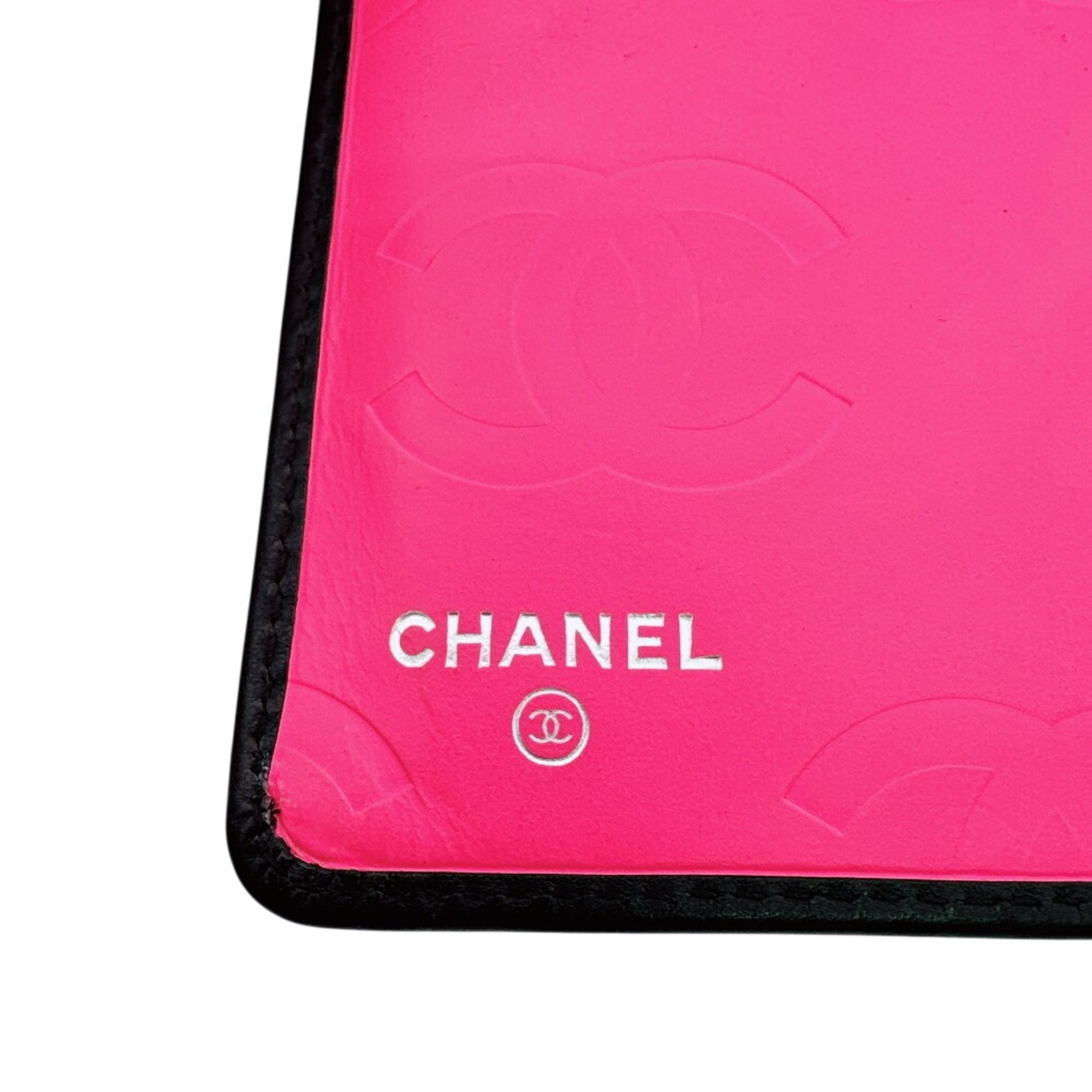 Chanel Black Pink Leather Long Wallet (Bi-Fold) (Pre-Owned)