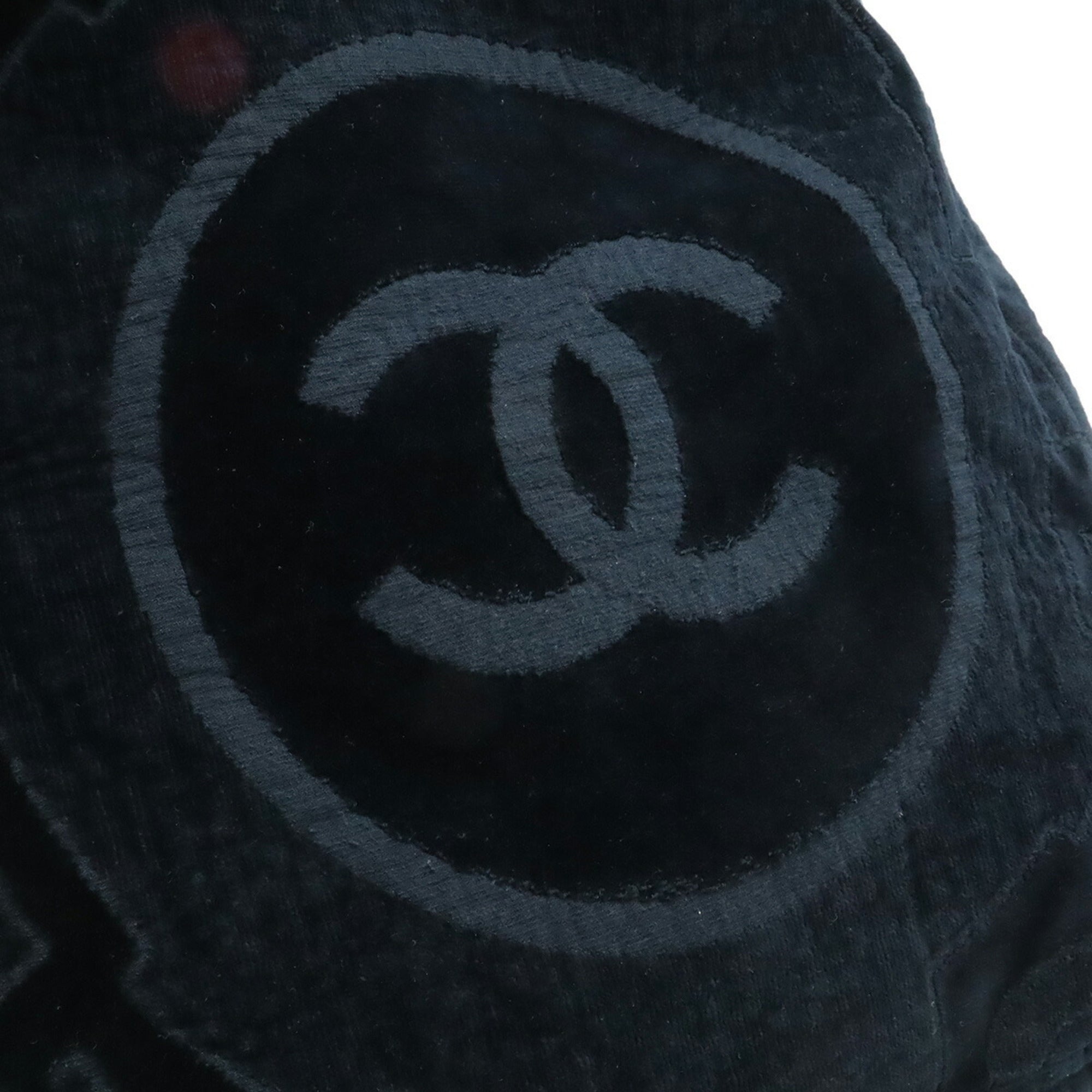 Chanel Black Pile Fabric Beach Bag Shoulder Bag Tote Bag (Pre-Owned)