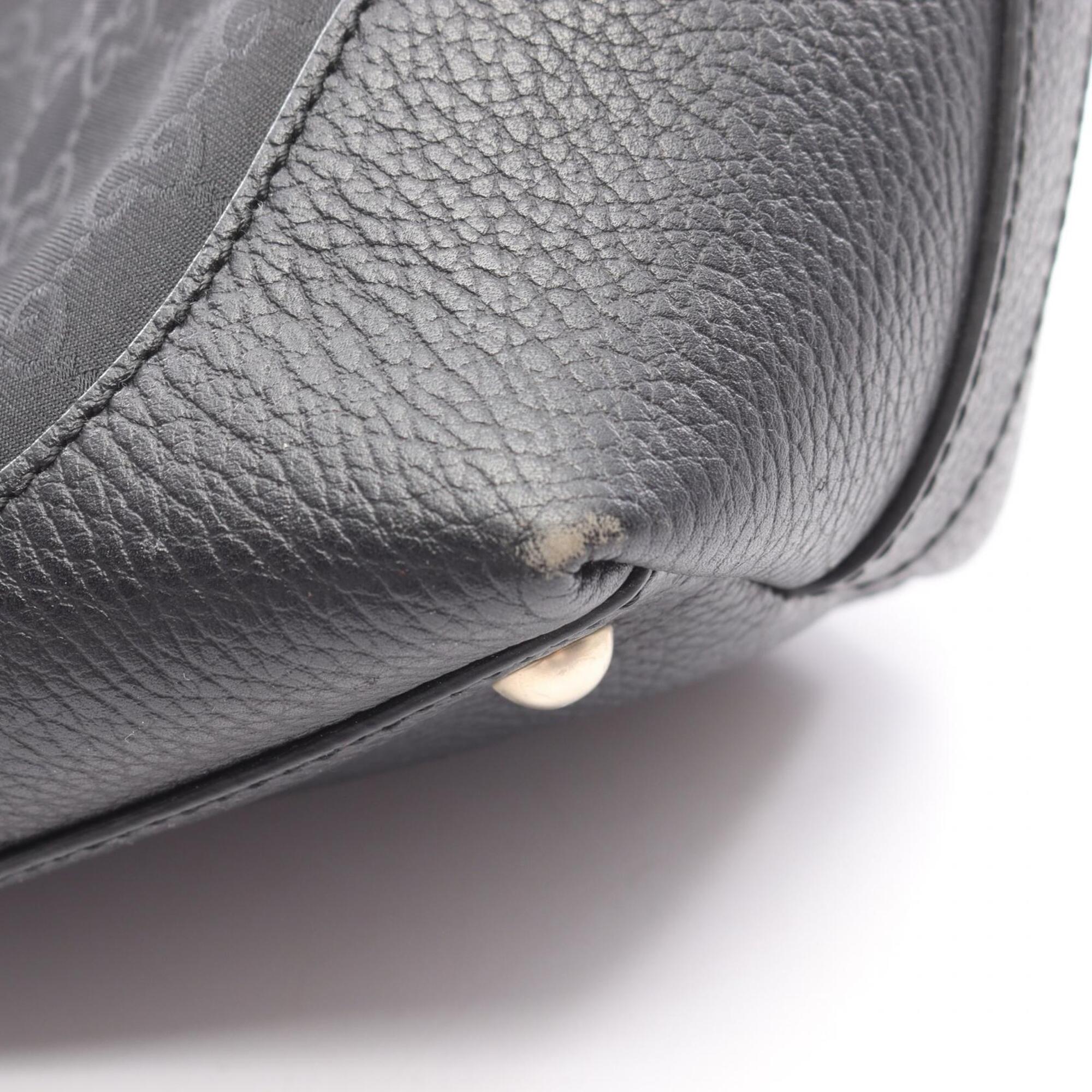 Gucci Black Nylon Leather Handbag Tote Bag (Pre-Owned)