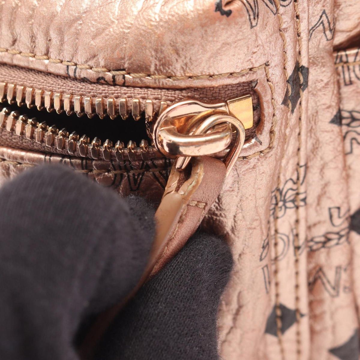 Mcm Gold Coated Canvas Backpack Handbag (Pre-Owned)