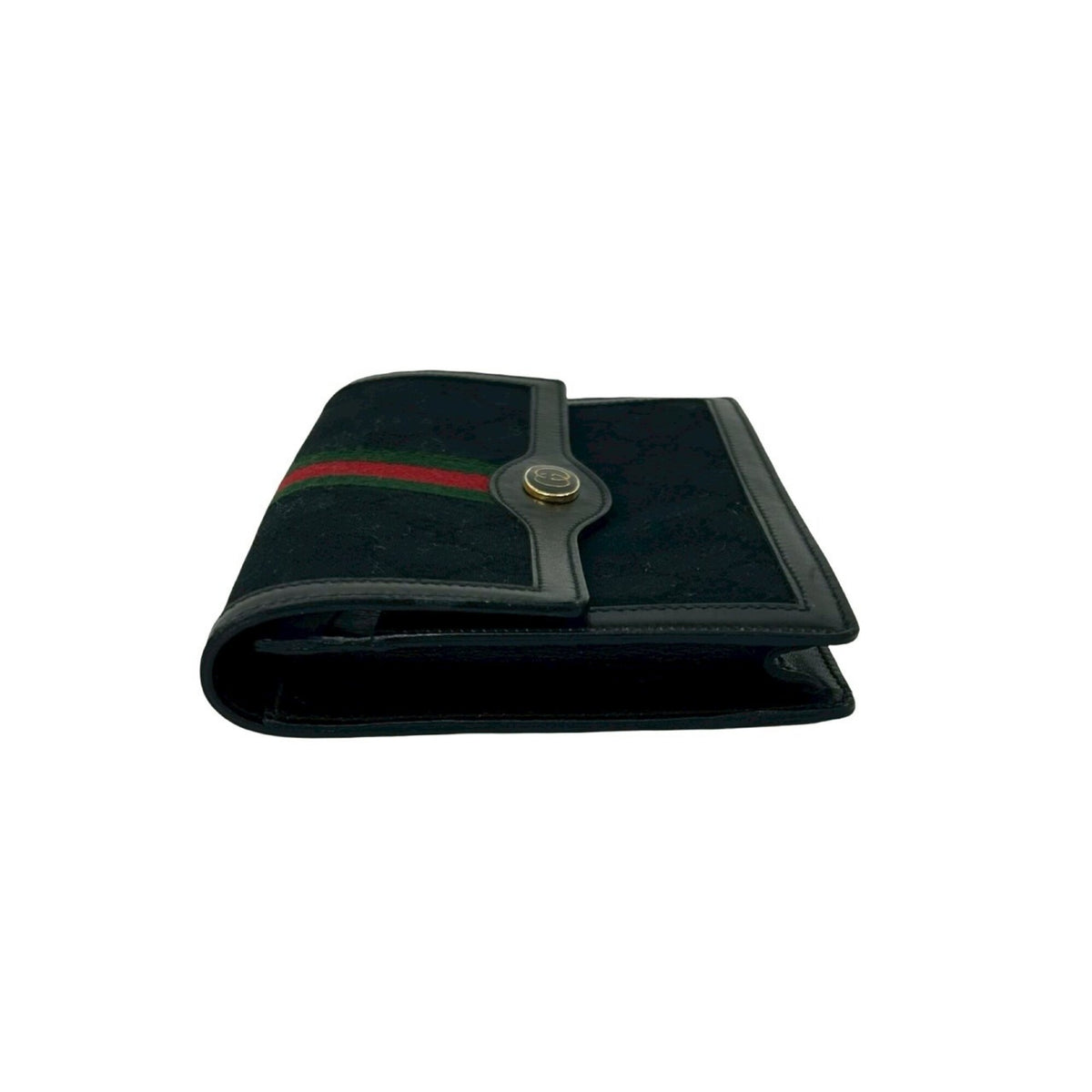 Gucci Black Green Red Color Canvas Leather Pouch (Pre-Owned)