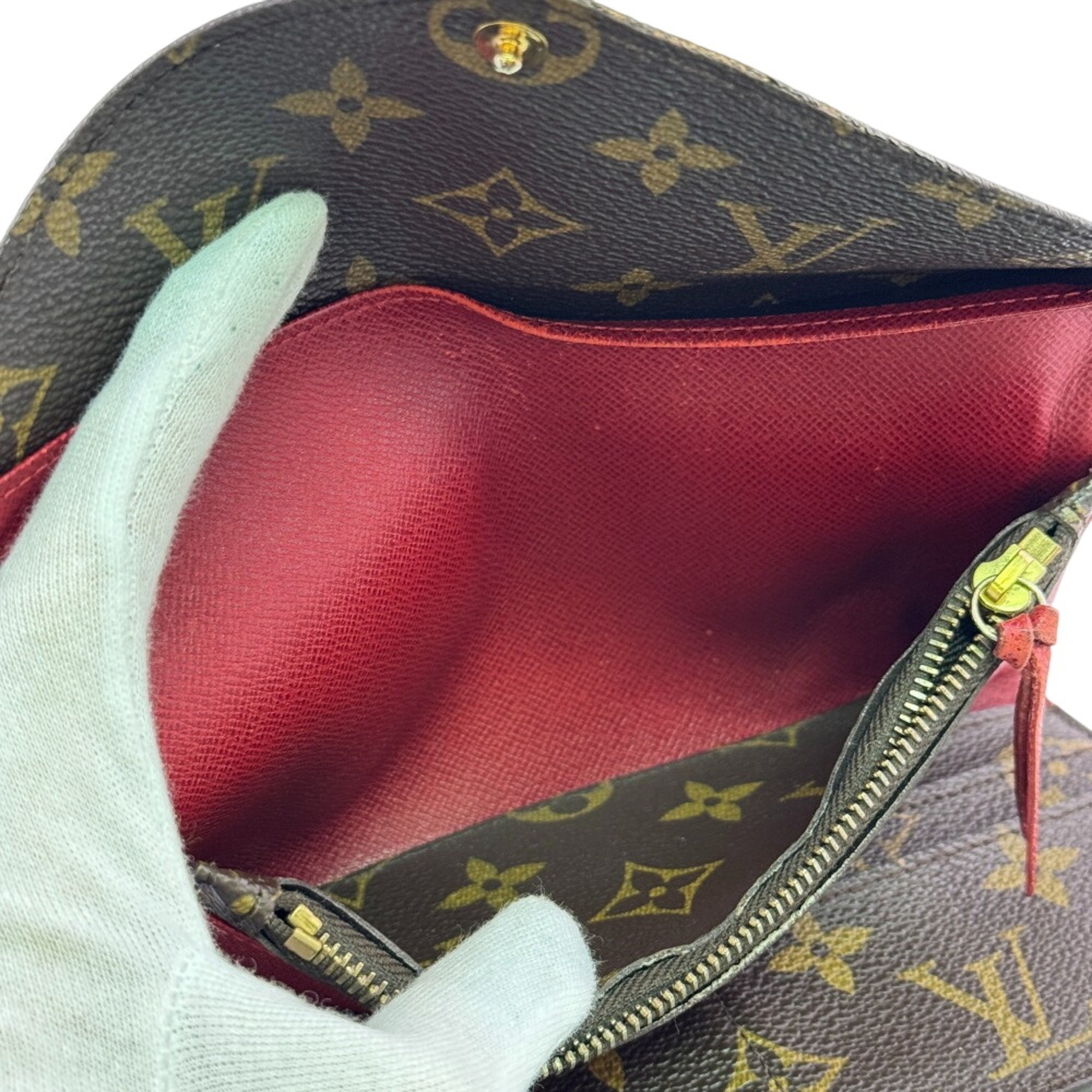 Louis Vuitton Monogram Brown Monogram Red Color Monogram Long Wallet (Bi-Fold) (Pre-Owned)