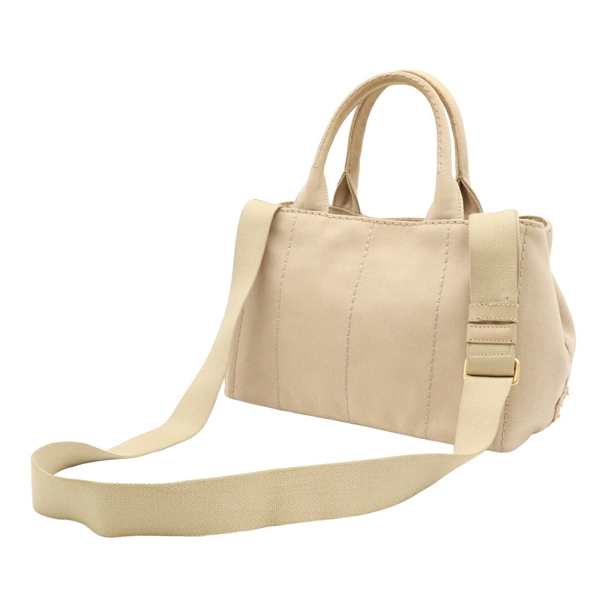 Prada Beige Canvas Shoulder Bag Tote Bag (Pre-Owned)
