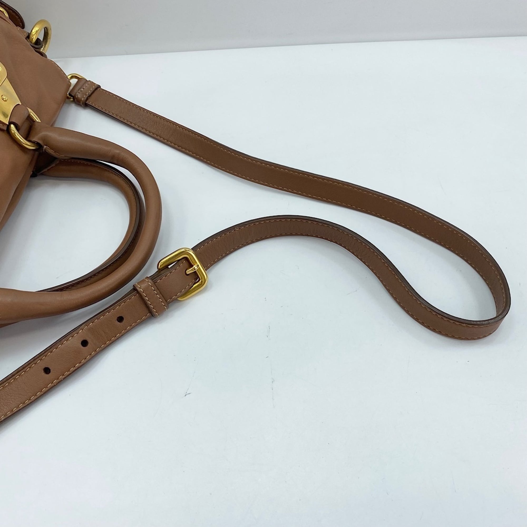 Prada Brown Boston Bag Handbag (Pre-Owned)
