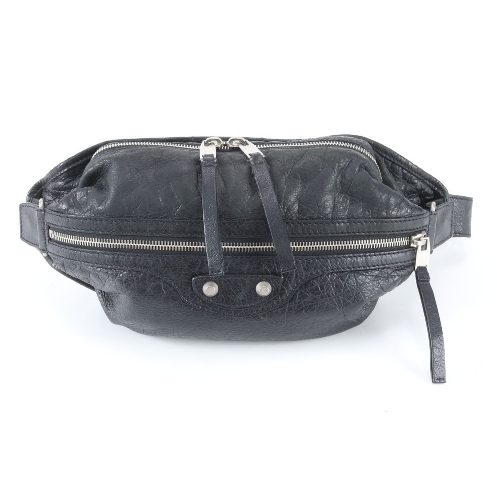 Balenciaga Black Leather Pouch Sling Bag (Pre-Owned)