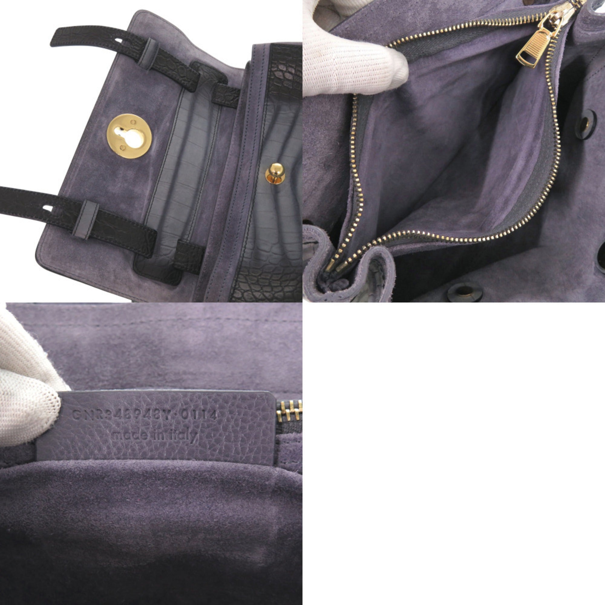 Yves Saint Laurent Black Gray Leather Handbag (Pre-Owned)