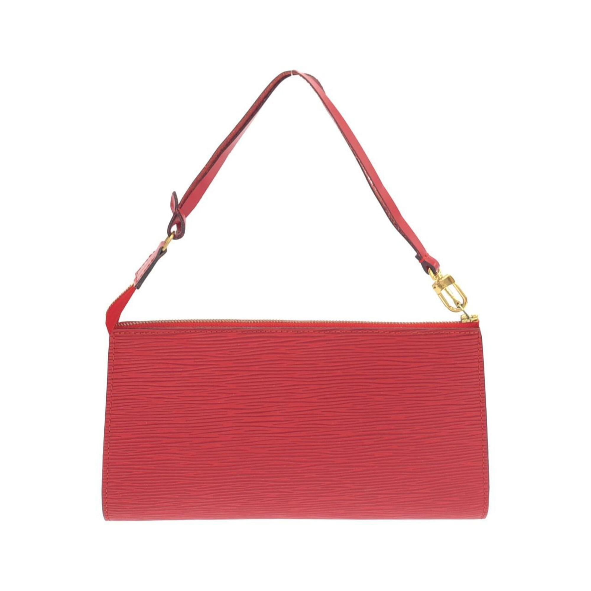 Louis Vuitton Red Color Leather Pochette Pouch (Pre-Owned)