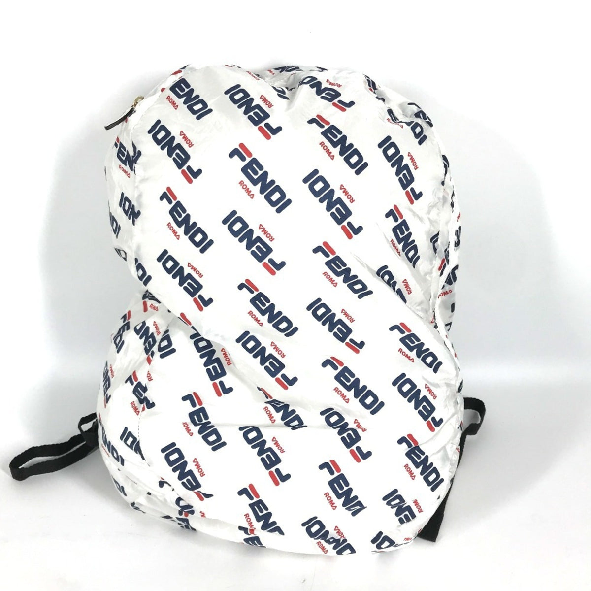 Fendi Navy Red Color White Nylon Backpack (Pre-Owned)