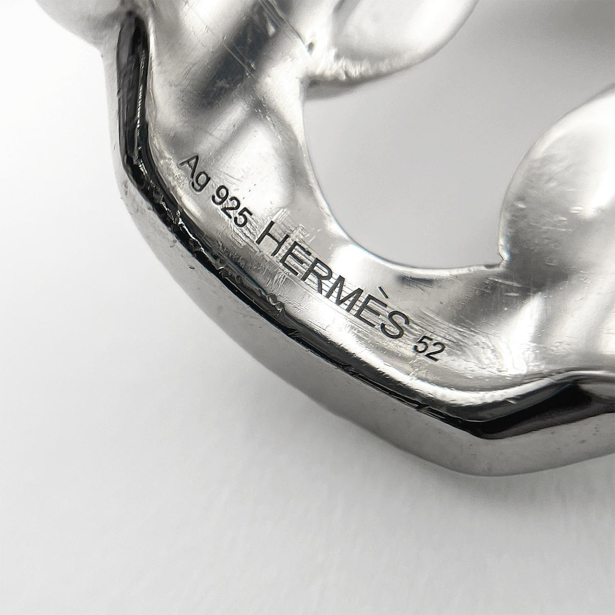 Hermes Silver Silver 925 Band Ring (Pre-Owned)