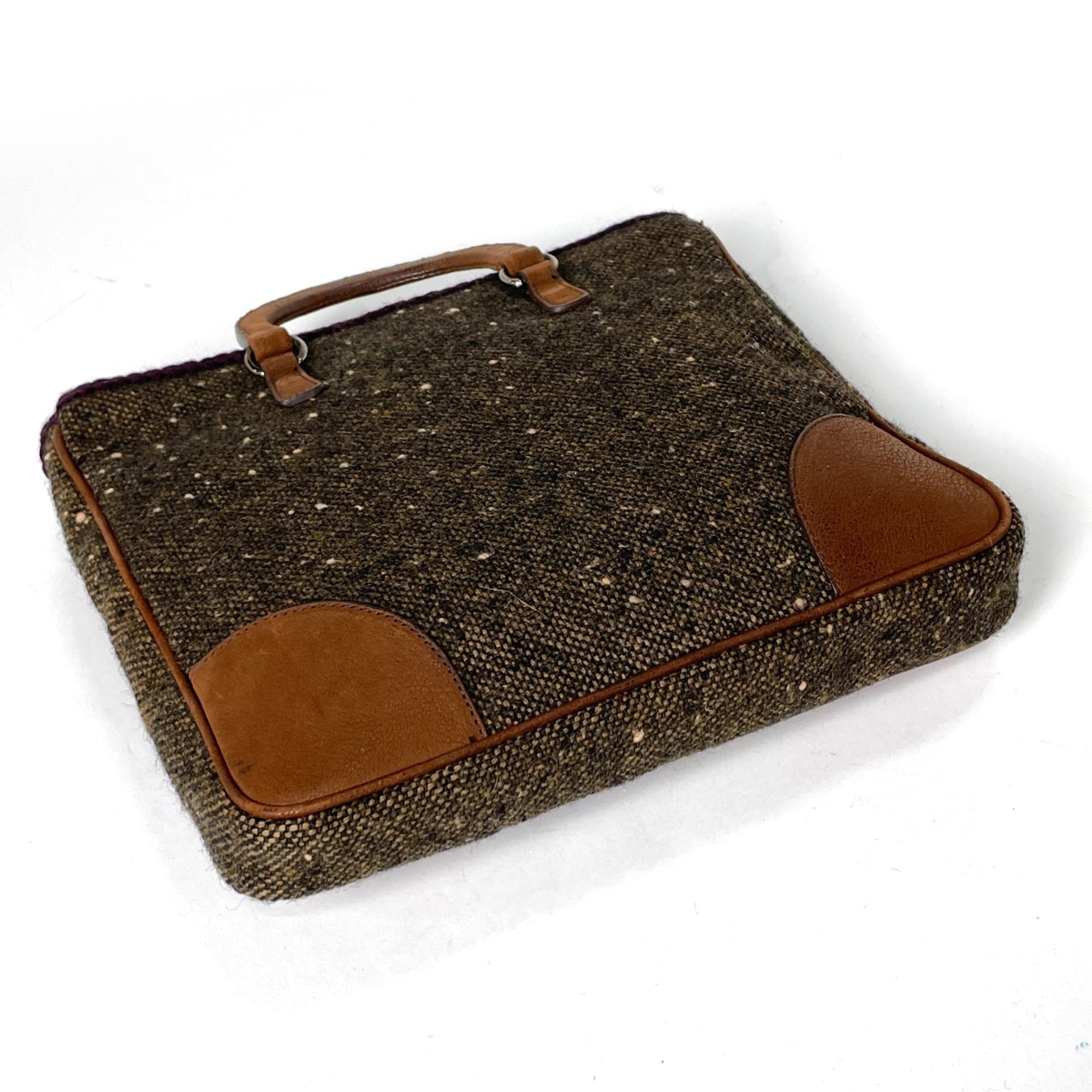 Prada Brown Fabric Leather Handbag (Pre-Owned)