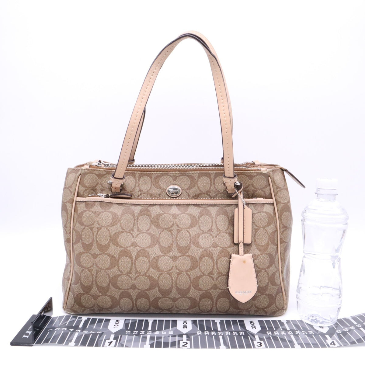 Coach Beige Brown Pink Canvas Handbag Tote Bag (Pre-Owned)