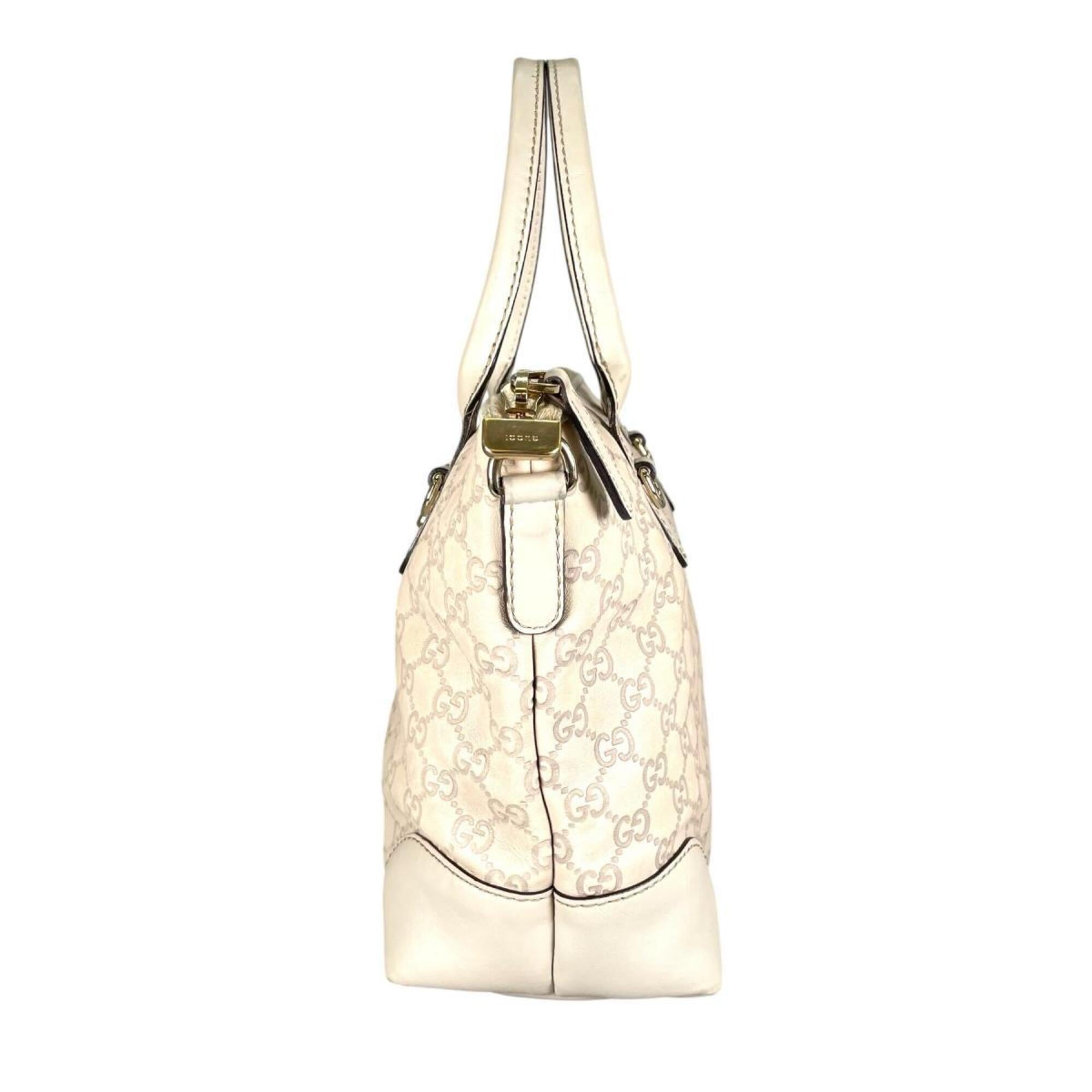 Gucci Beige Leather Shoulder Bag Tote Bag (Pre-Owned)