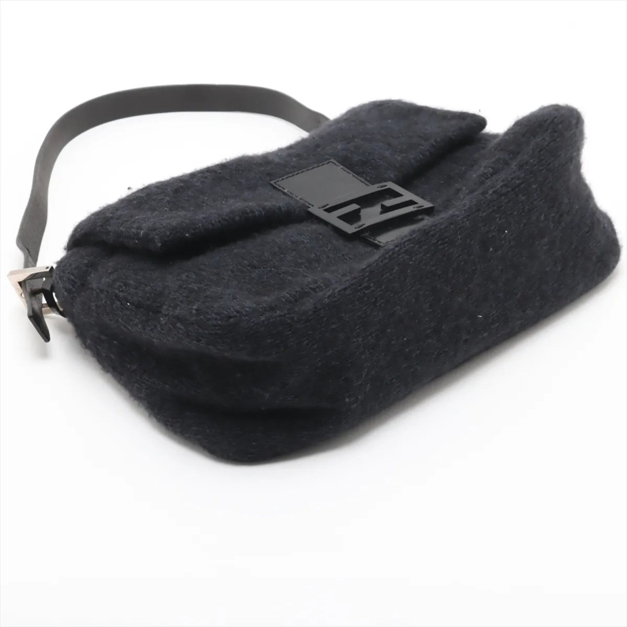 Fendi Black Navy Leather Handbag Shoulder Bag Tote Bag (Pre-Owned)