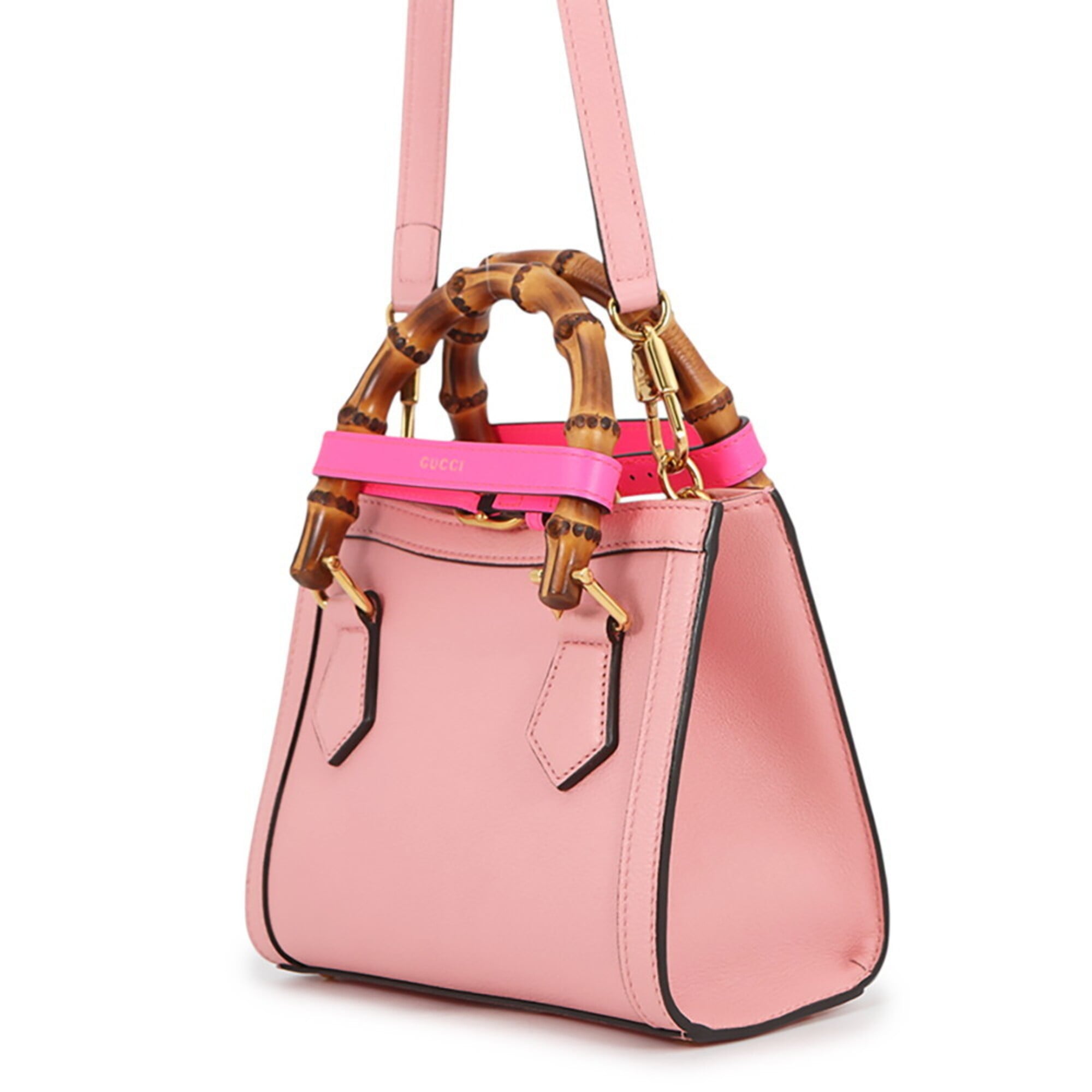 Gucci Bamboo Pink Bamboo Leather Handbag (Pre-Owned)