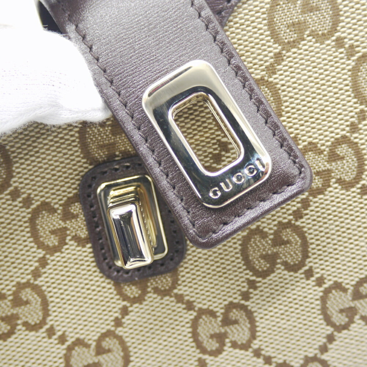 Gucci Beige Gg Canvas Leather Shoulder Bag (Pre-Owned)