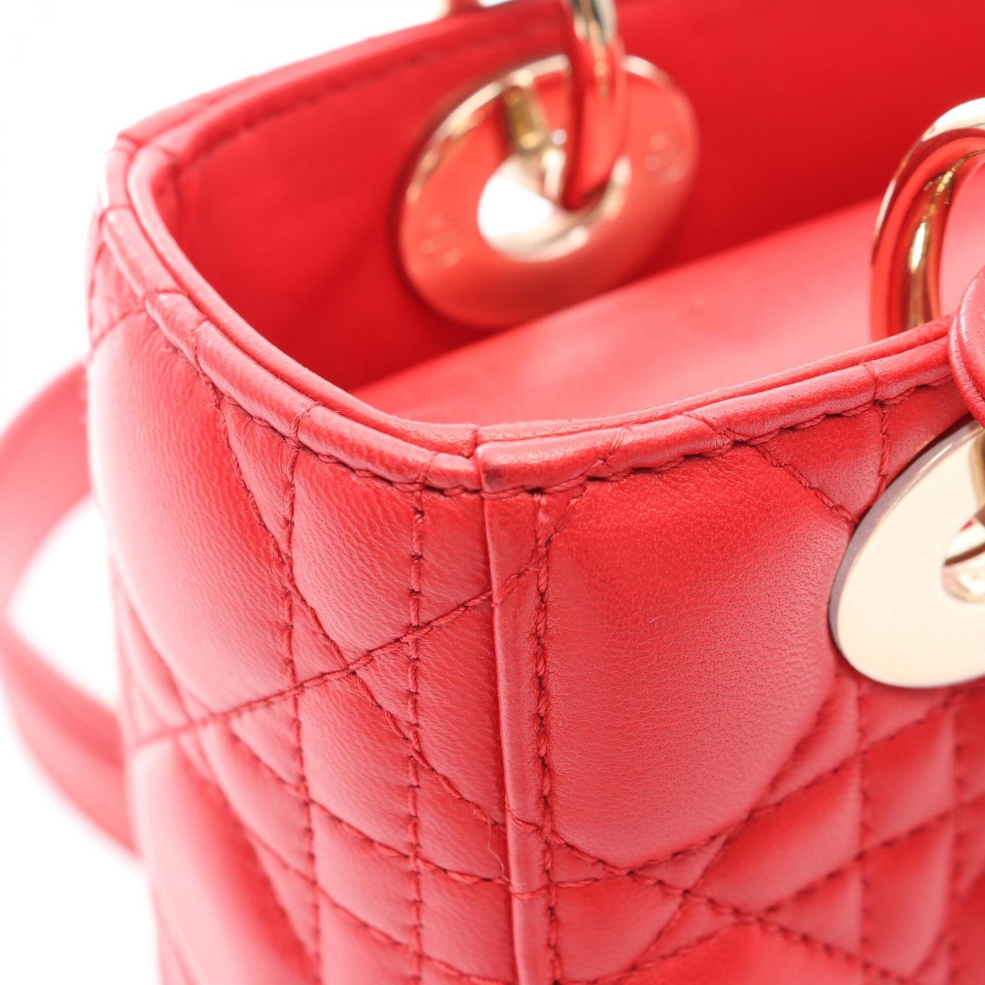 Christian Dior Red Color Leather Handbag (Pre-Owned)
