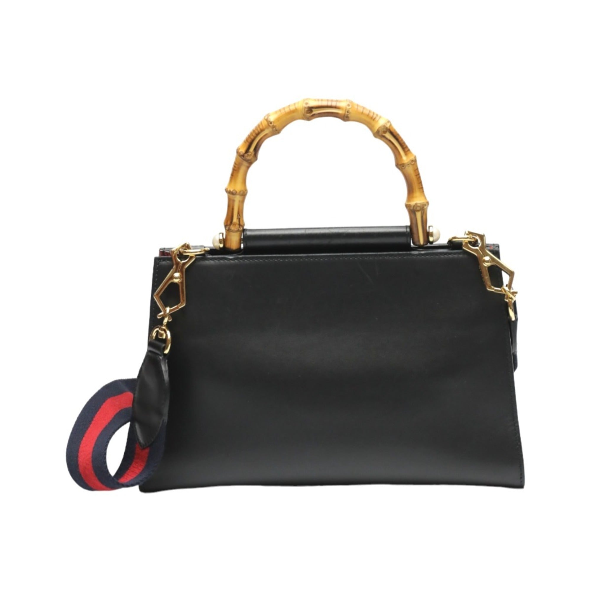 Gucci Bamboo Black Leather Handbag (Pre-Owned)
