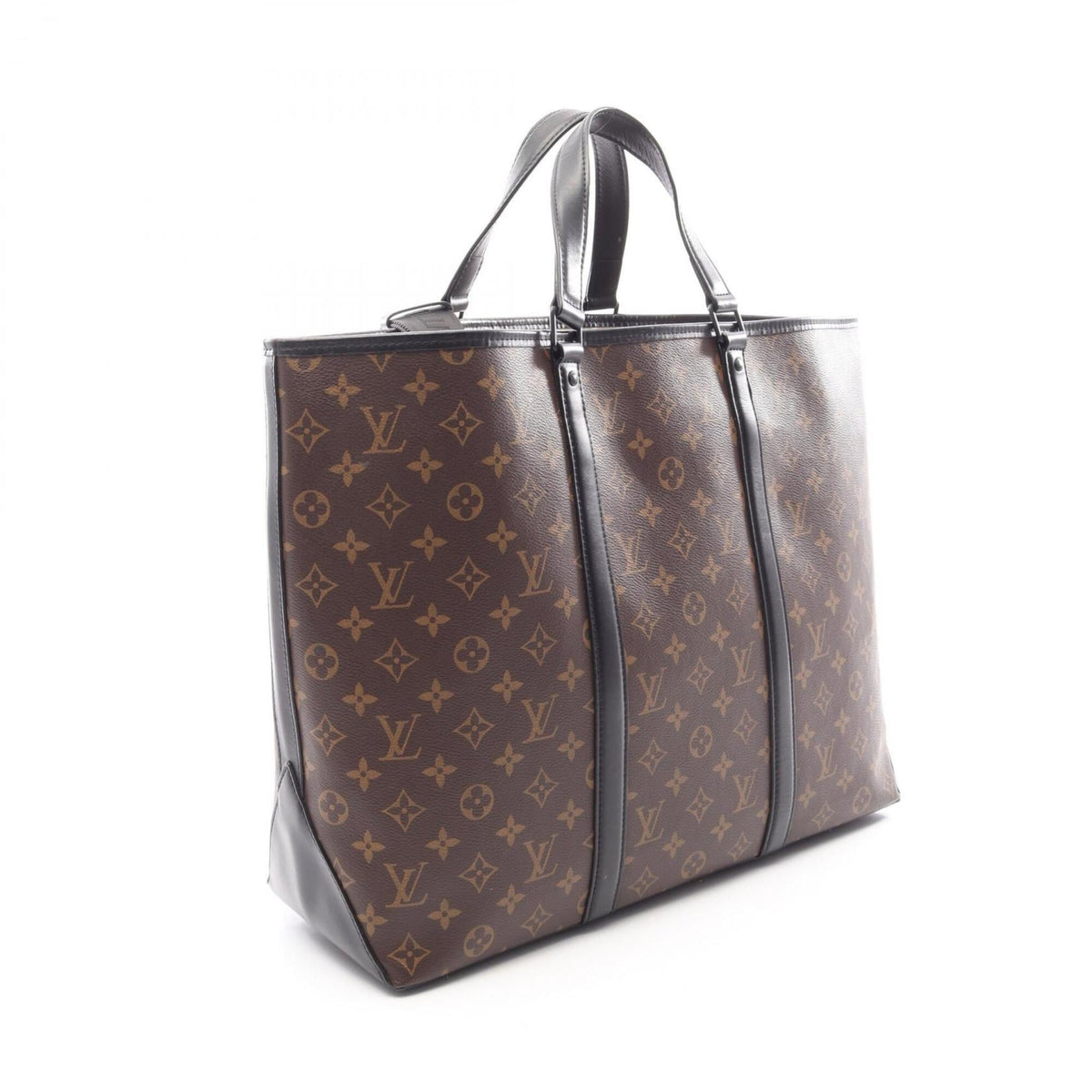 Louis Vuitton Black Brown Coated Canvas Leather Handbag Tote Bag (Pre-Owned)