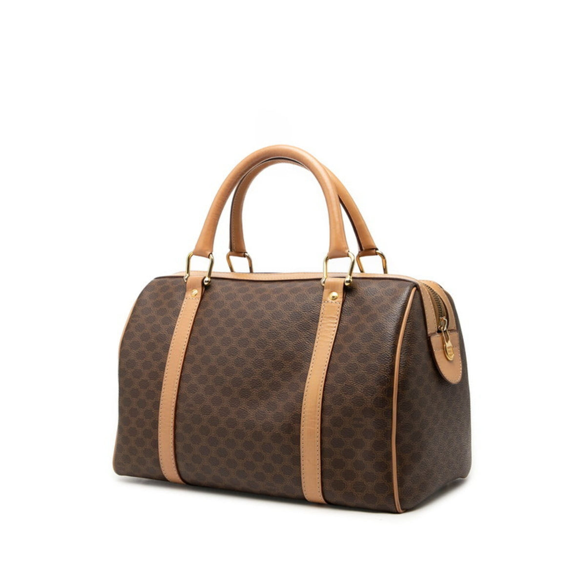 Celine Macadam Beige Brown Pvc Leather Boston Bag Handbag (Pre-Owned)