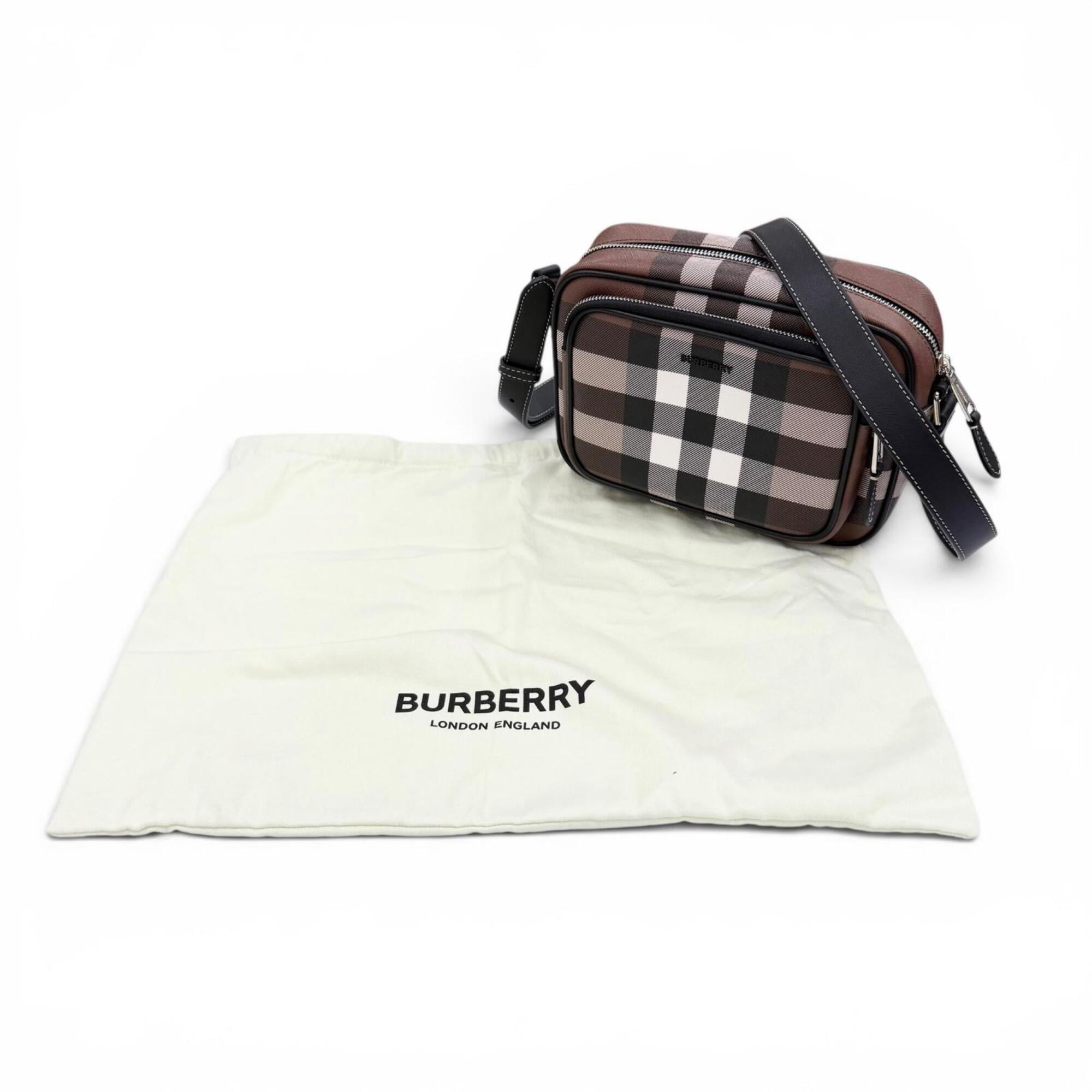 Burberry Brown Elastane Cotton Leather Polyester Shoulder Bag (Pre-Owned)