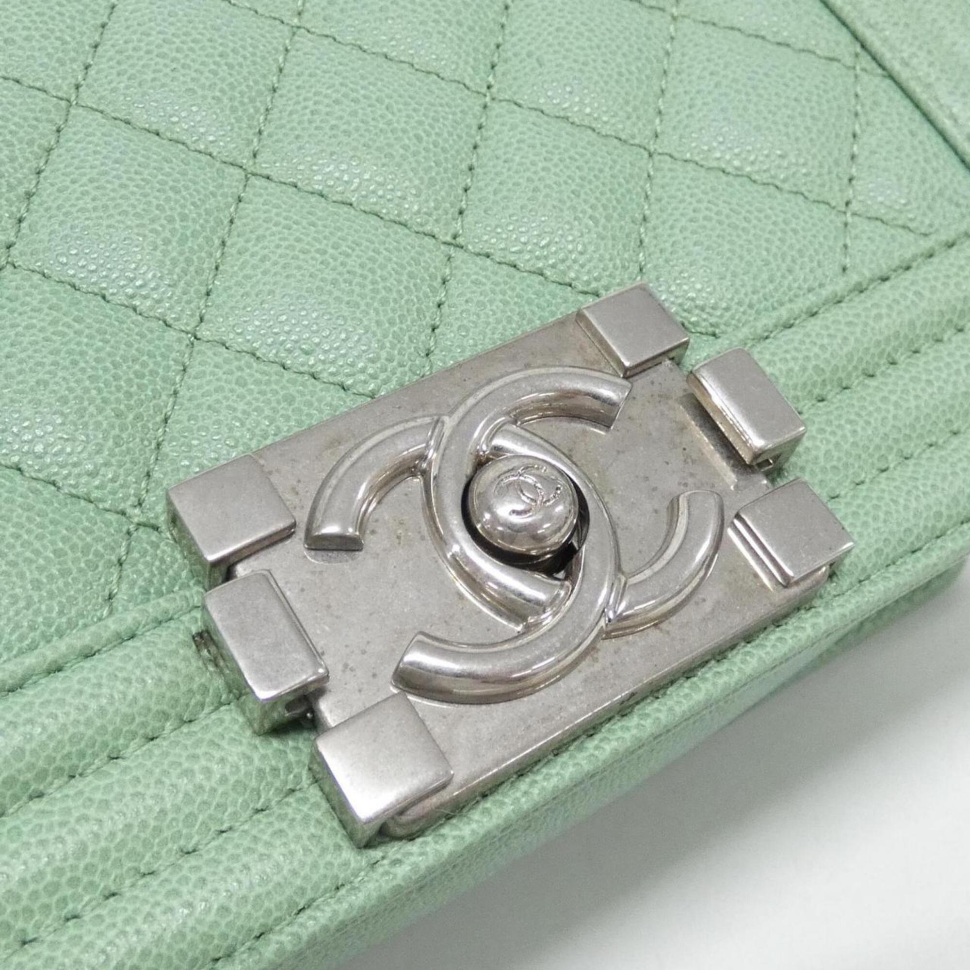 Chanel Green Grained Calfskin Shoulder Bag (Pre-Owned)