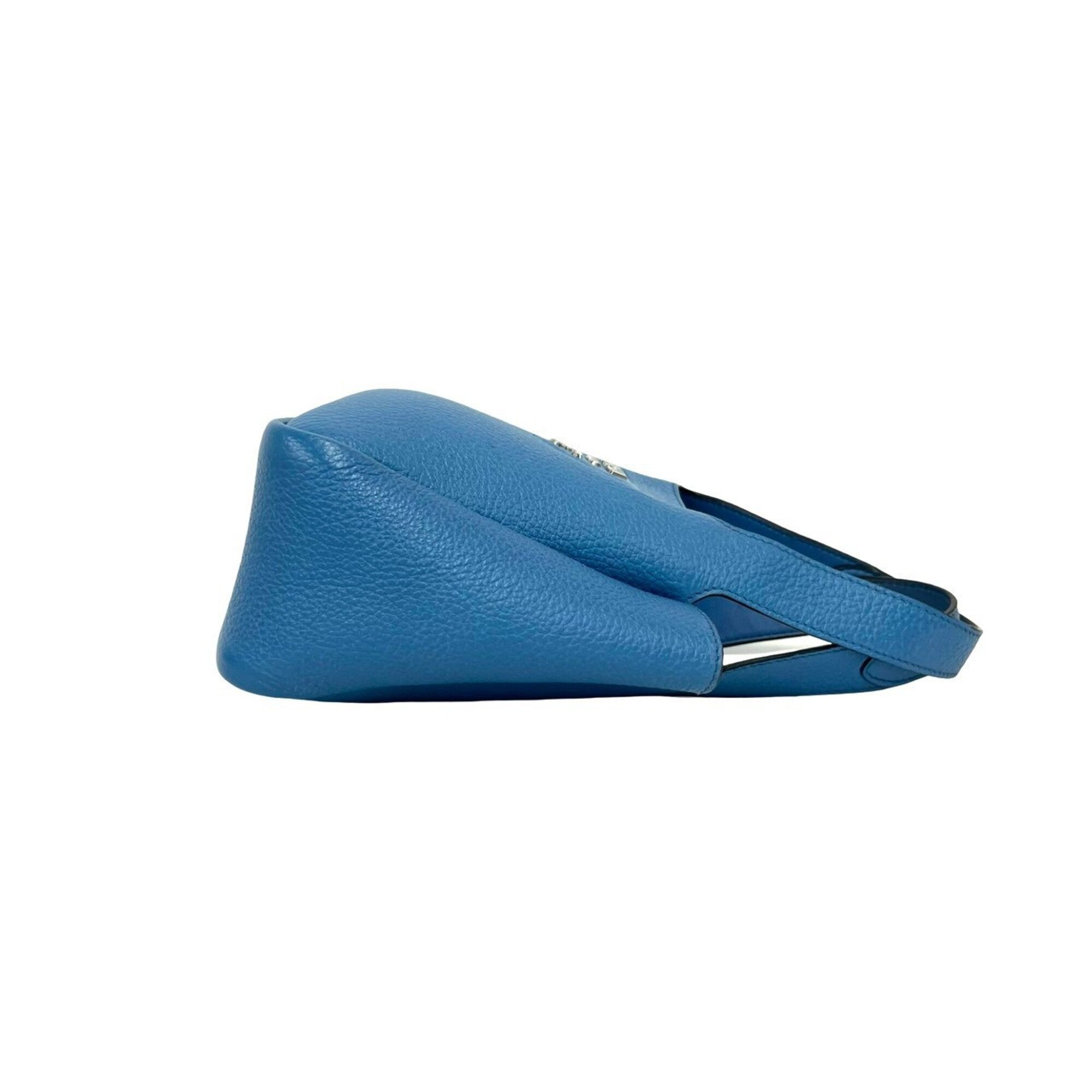 Prada Blue Leather Handbag Tote Bag (Pre-Owned)