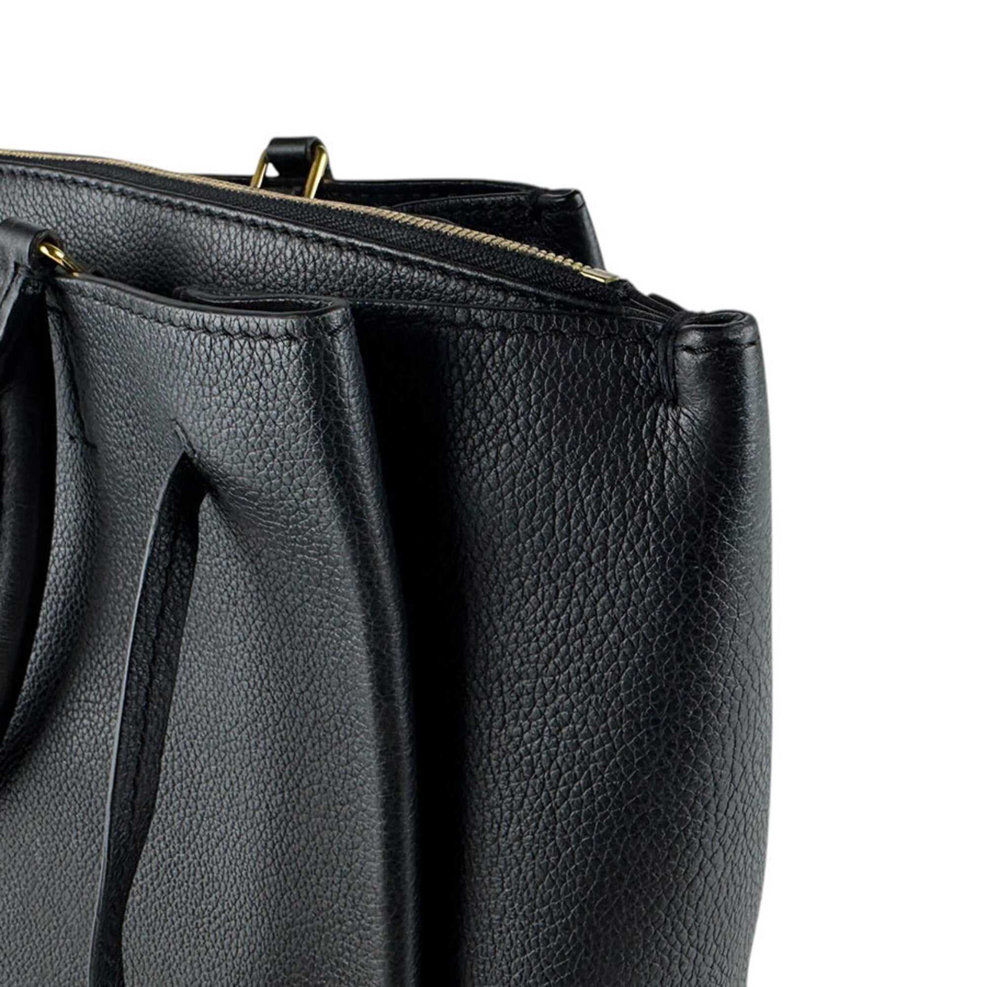 Louis Vuitton Black Leather Handbag Shoulder Bag (Pre-Owned)
