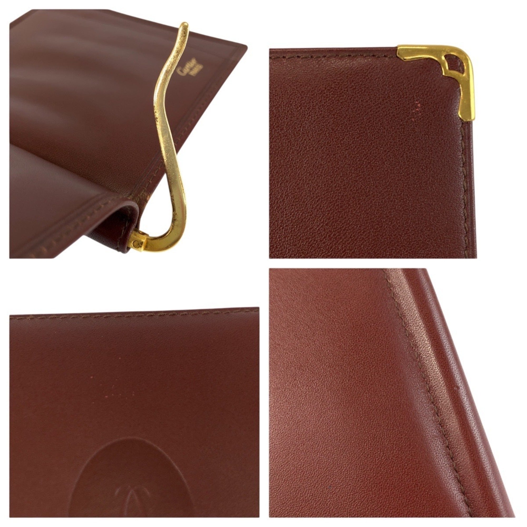 Cartier Bordeaux Leather Money Clip (Pre-Owned)