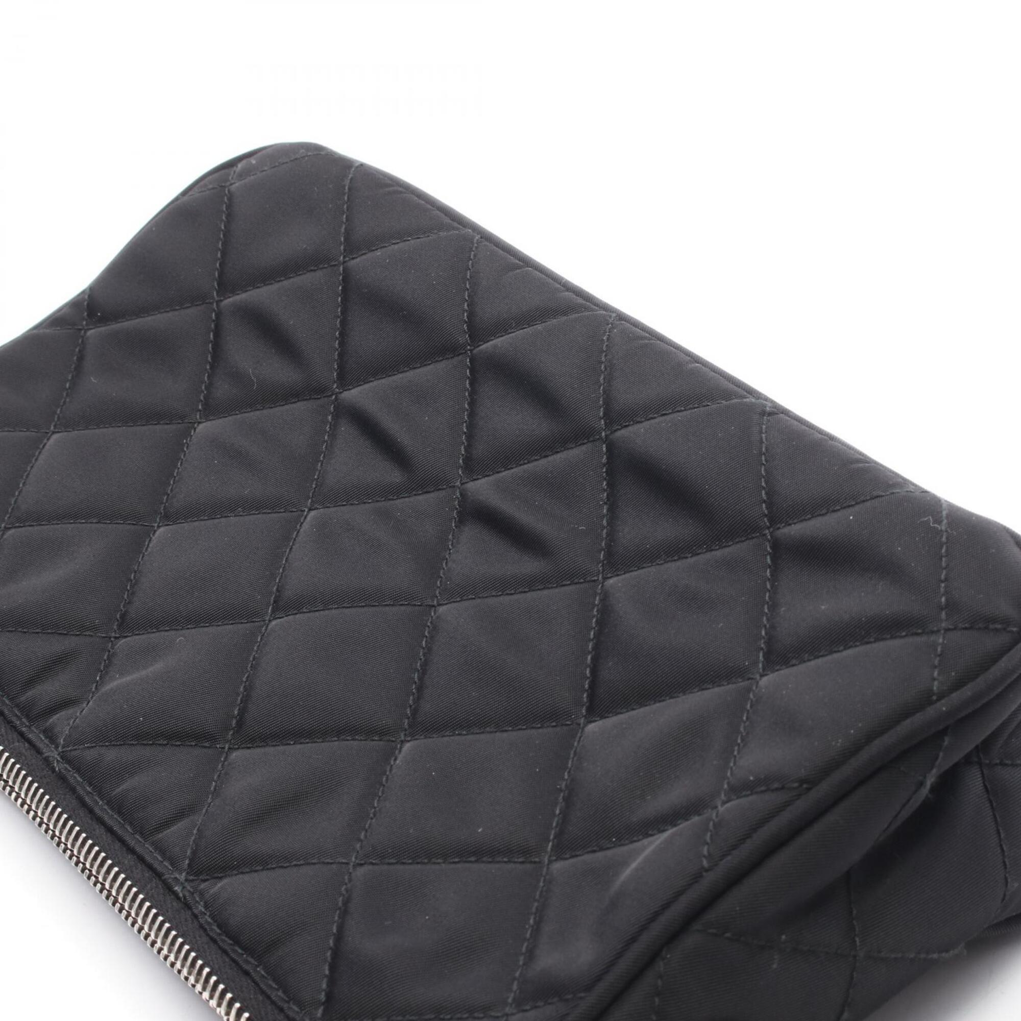 Prada Black Nylon Leather Handbag Shoulder Bag (Pre-Owned)