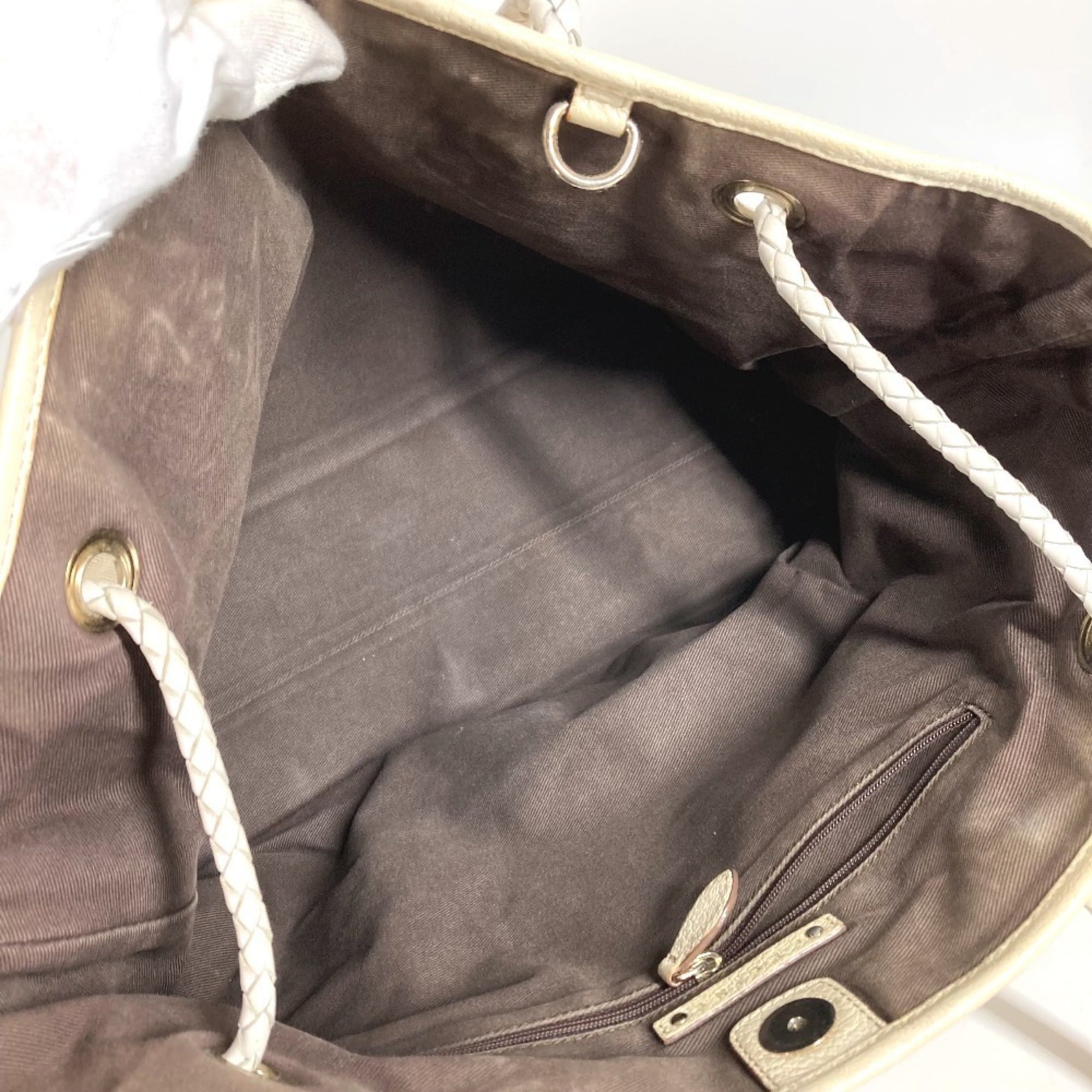 Celine Beige White Leather Shoulder Bag Tote Bag (Pre-Owned)