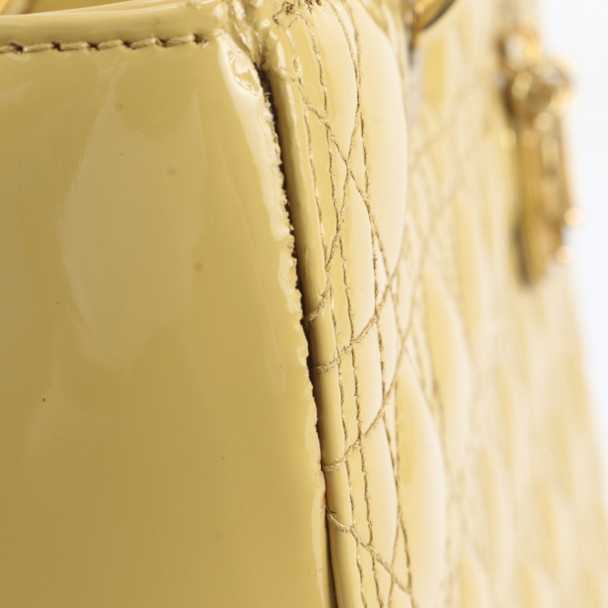 Christian Dior Yellow Leather Handbag Tote Bag (Pre-Owned)