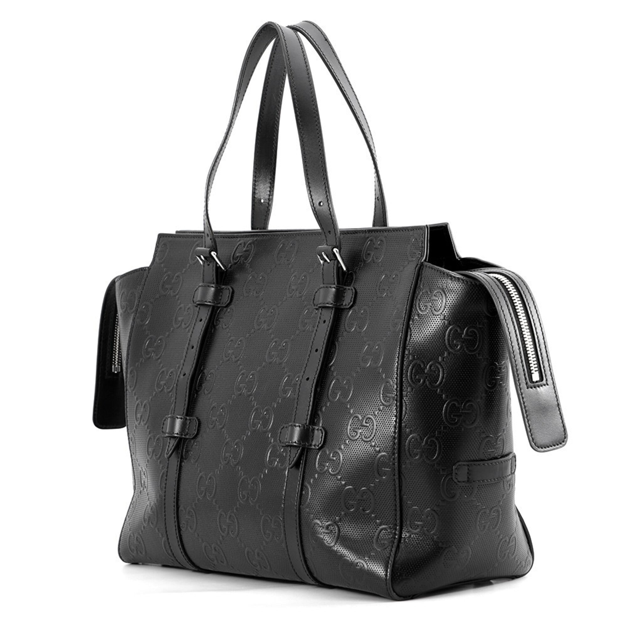 Gucci Black Leather Handbag Tote Bag (Pre-Owned)