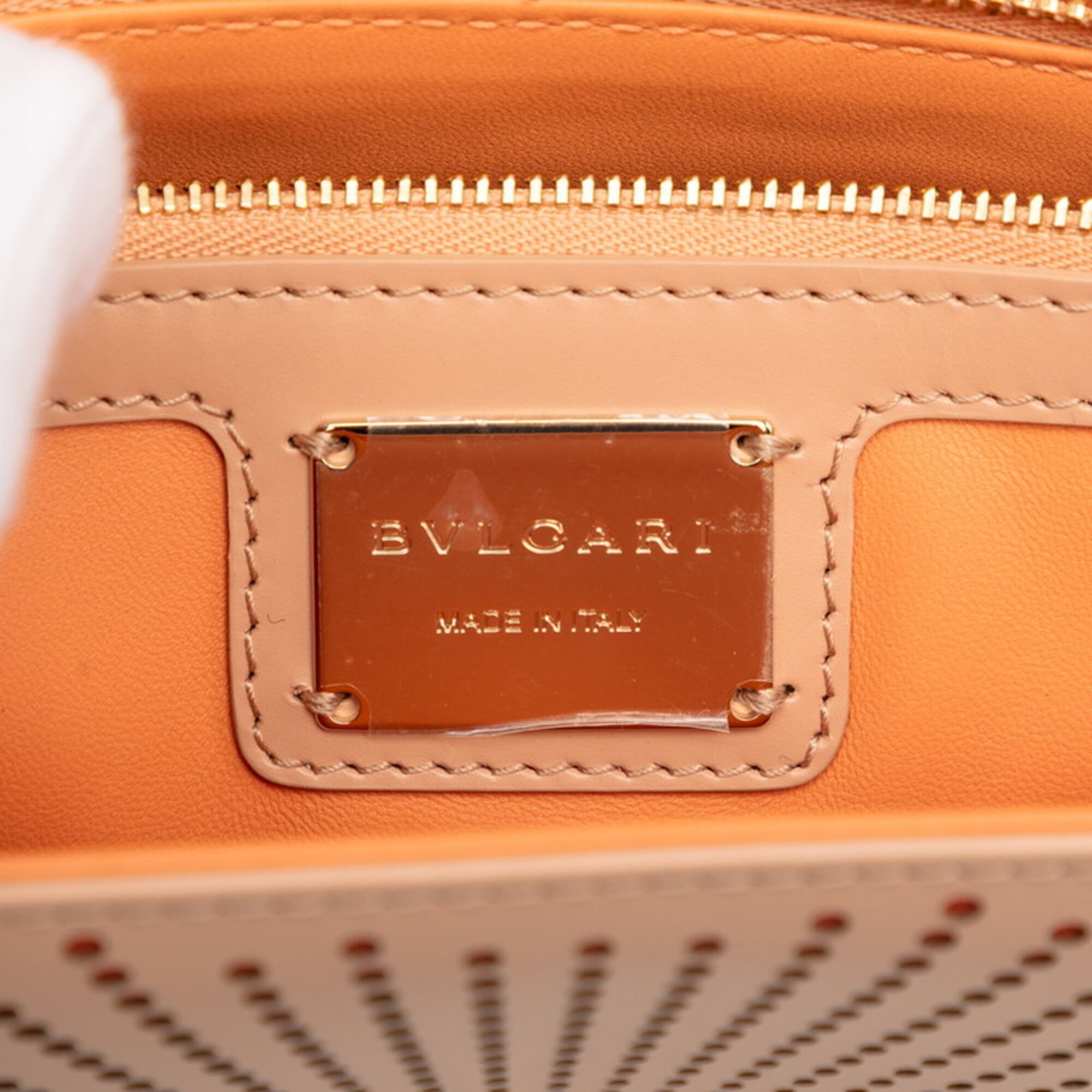 Bvlgari Beige Orange Leather Shoulder Bag (Pre-Owned)