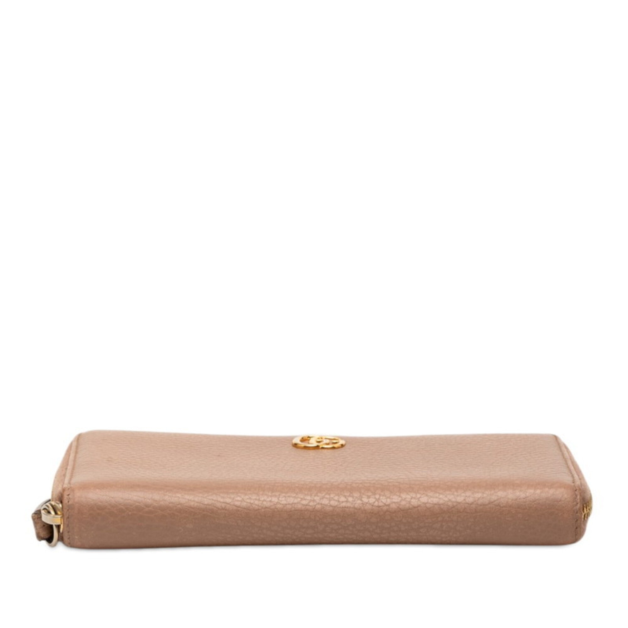 Gucci Pink Beige Leather Long Wallet (Bi-Fold) (Pre-Owned)