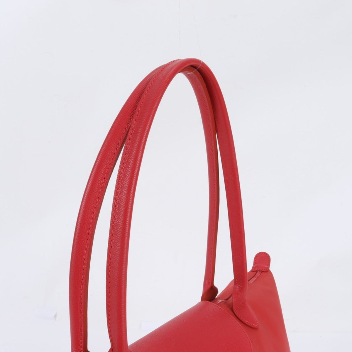 Longchamp Red Color Leather Nylon Handbag Shoulder Bag Tote Bag (Pre-Owned)