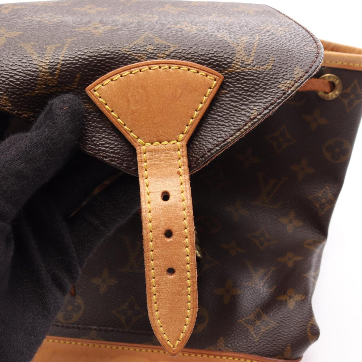 Louis Vuitton Brown Monogram Coated Canvas Leather Backpack Handbag (Pre-Owned)