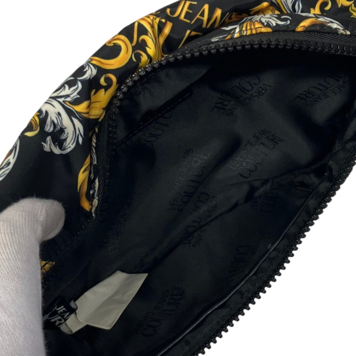 Versace Black Yellow Nylon Fanny Pack Sling Bag (Pre-Owned)