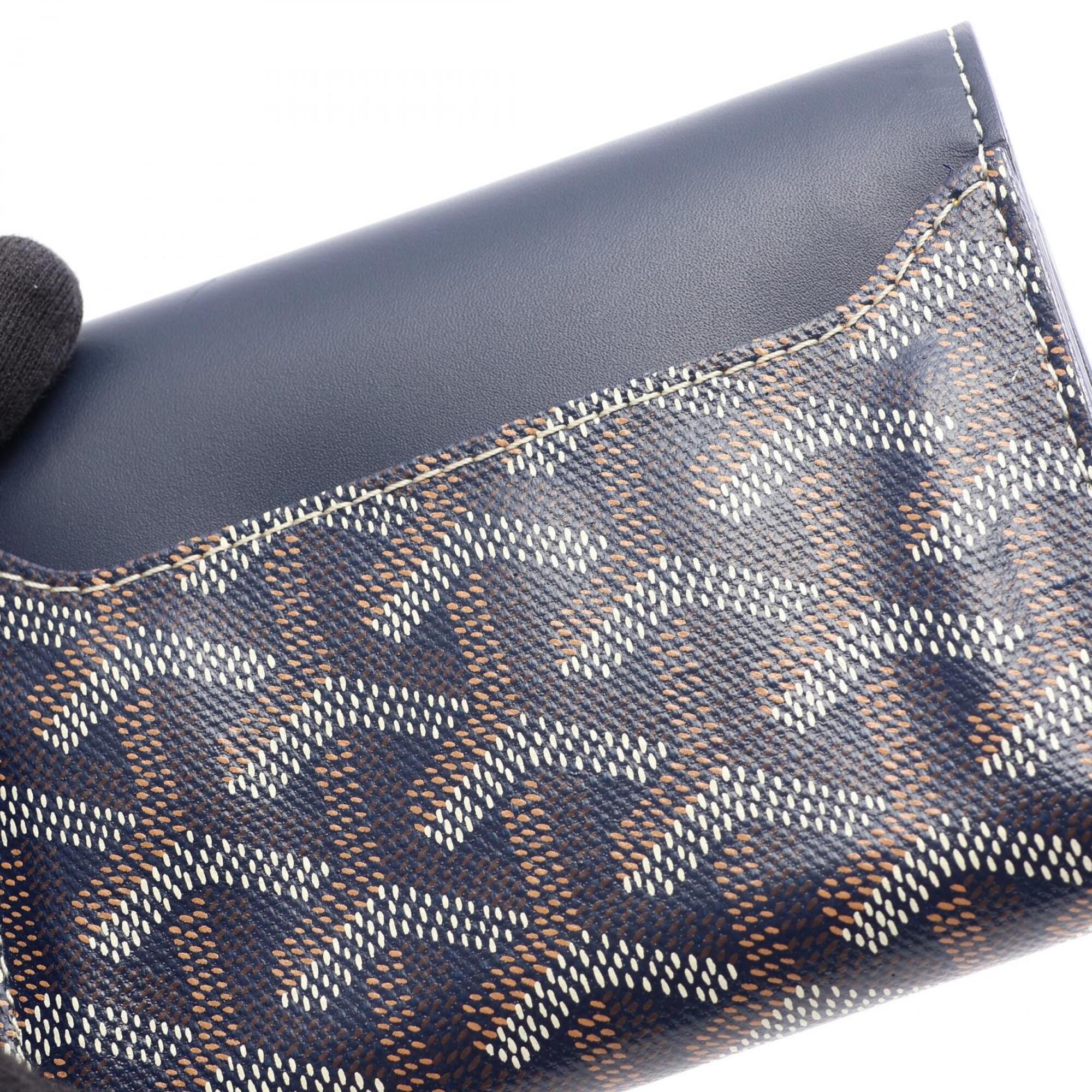 Goyard Multi-Color Navy Coated Canvas Leather Wallet (Tri-Fold) (Pre-Owned)