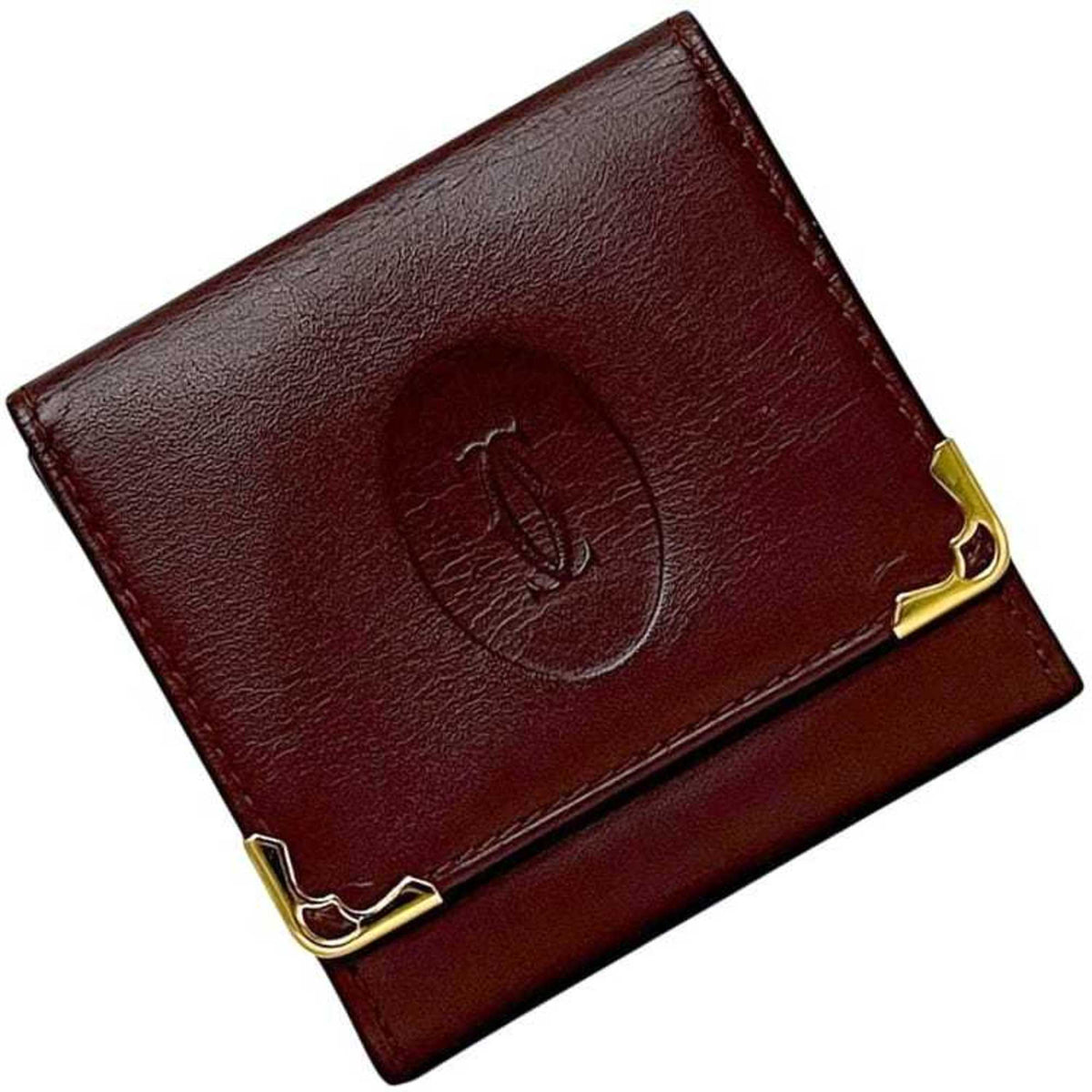 Cartier Must Bordeaux Leather Coin Purse/Coin Case (Pre-Owned)