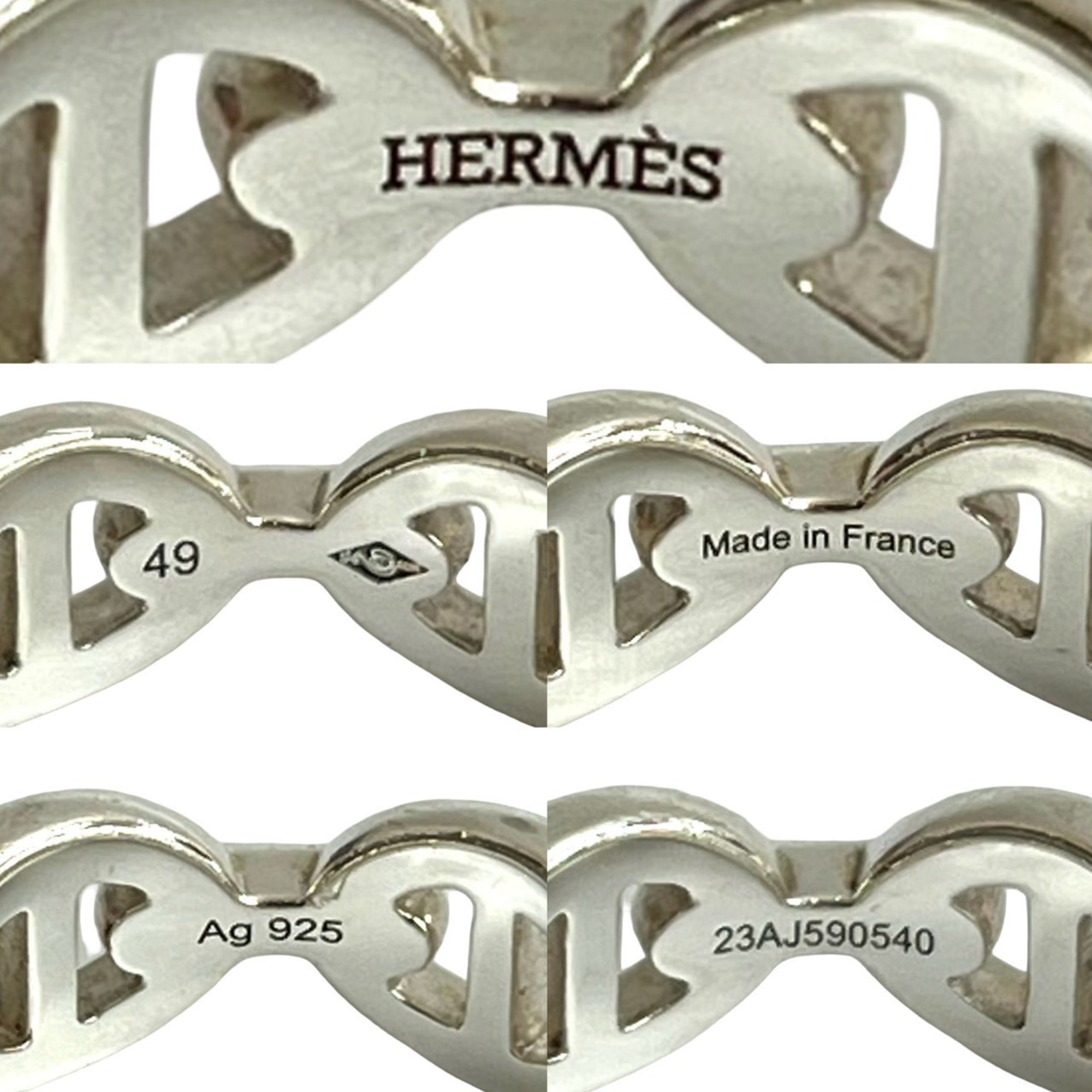 Hermes Silver Silver 925 Band Ring (Pre-Owned)