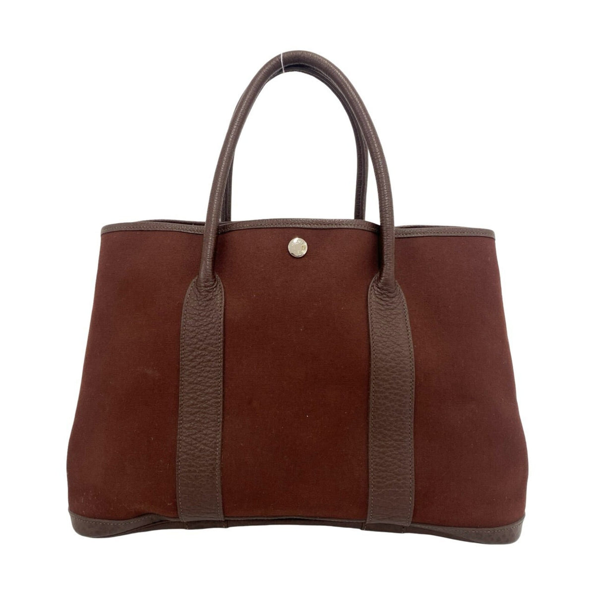 Hermes Brown Toile Officier Negonda Leather Tote Bag (Pre-Owned)
