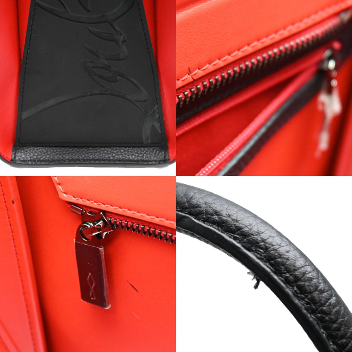 Christian Louboutin Black Red Color Leather Tote Bag (Pre-Owned)