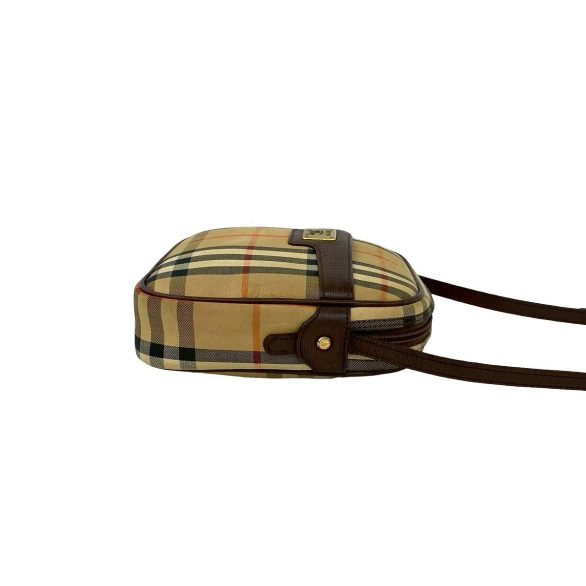 Burberry Beige Brown Canvas Leather Shoulder Bag (Pre-Owned)