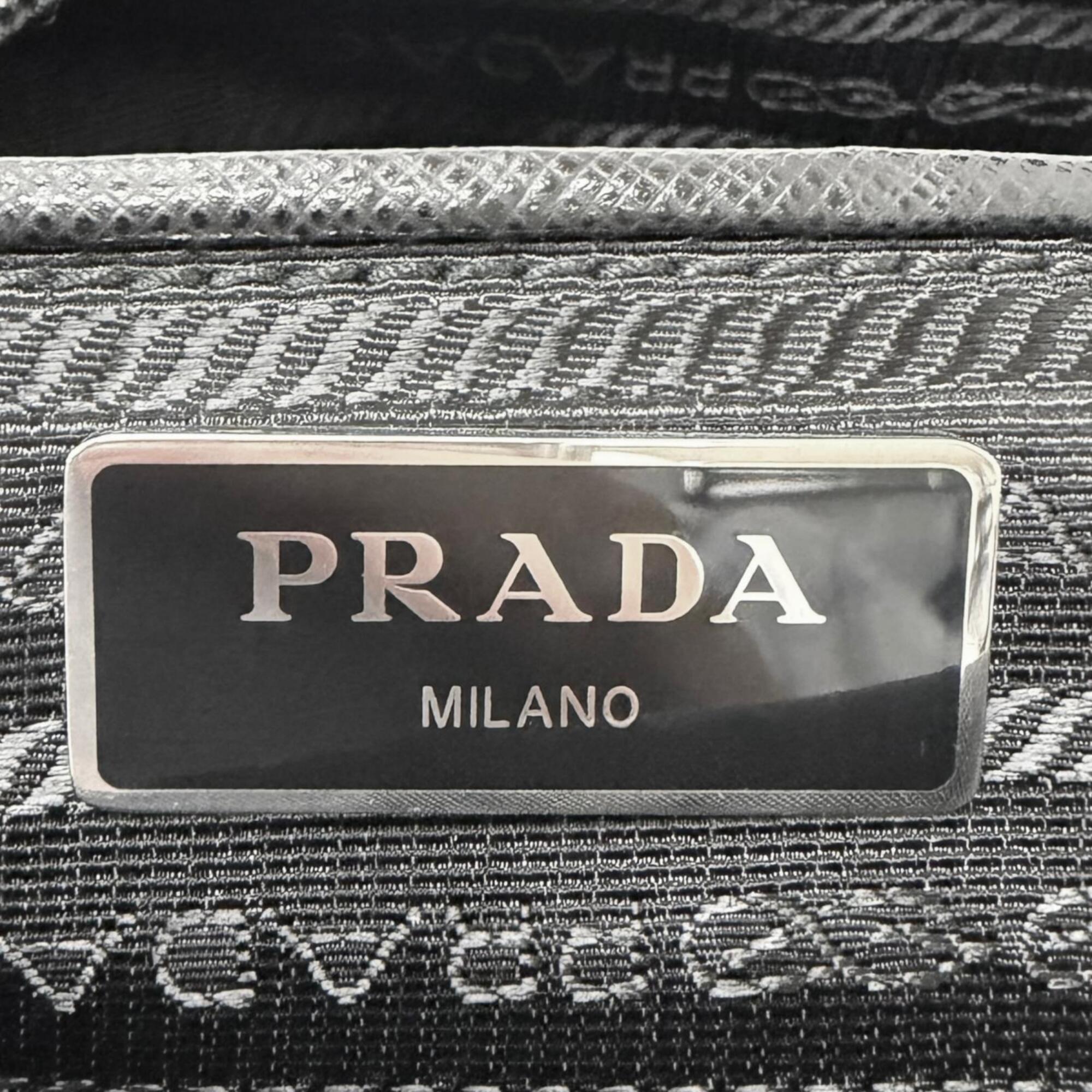 Prada Black Nylon Leather Pouch Shoulder Bag (Pre-Owned)
