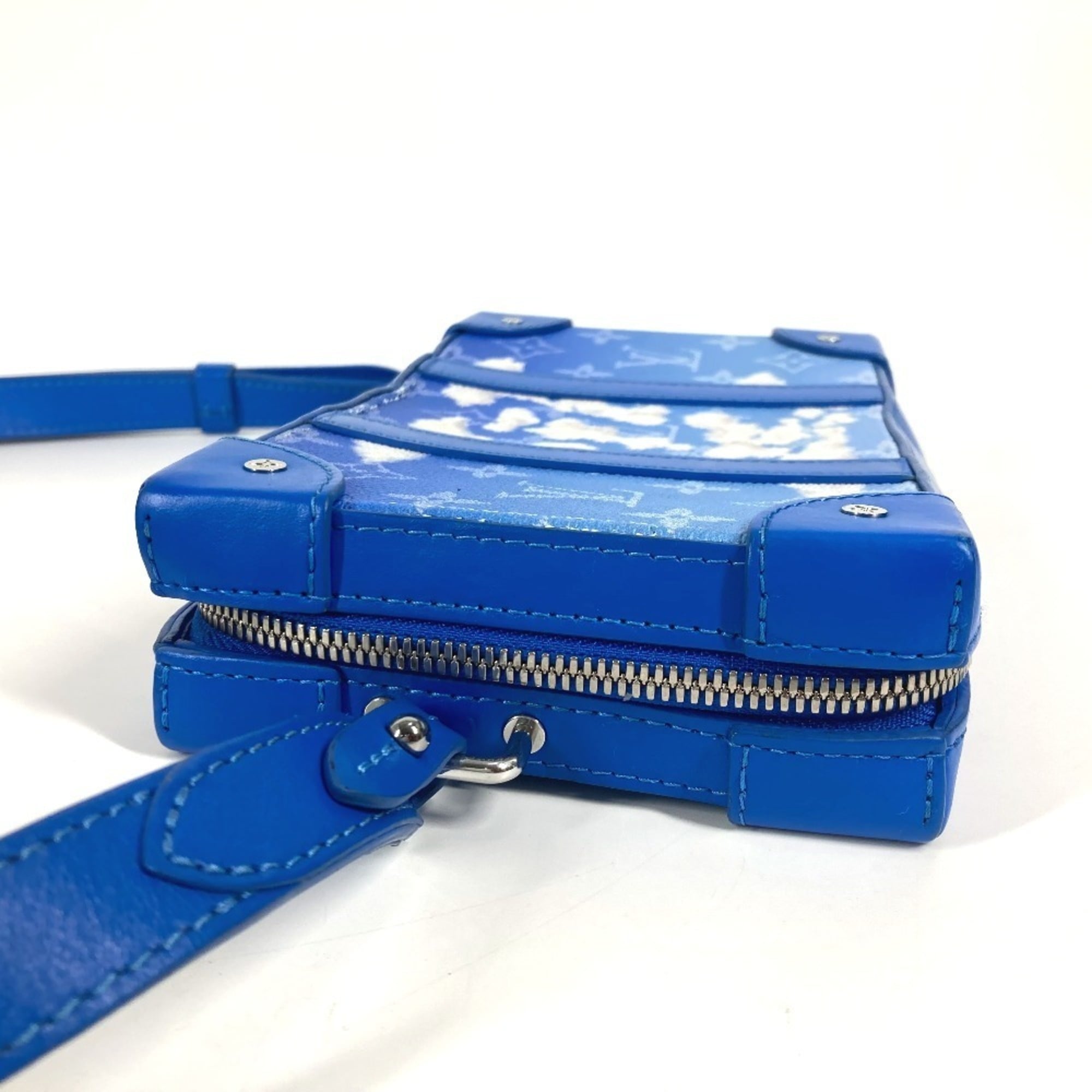 Louis Vuitton Blue White Monogram Clutch Bag Pochette Shoulder Bag (Pre-Owned)
