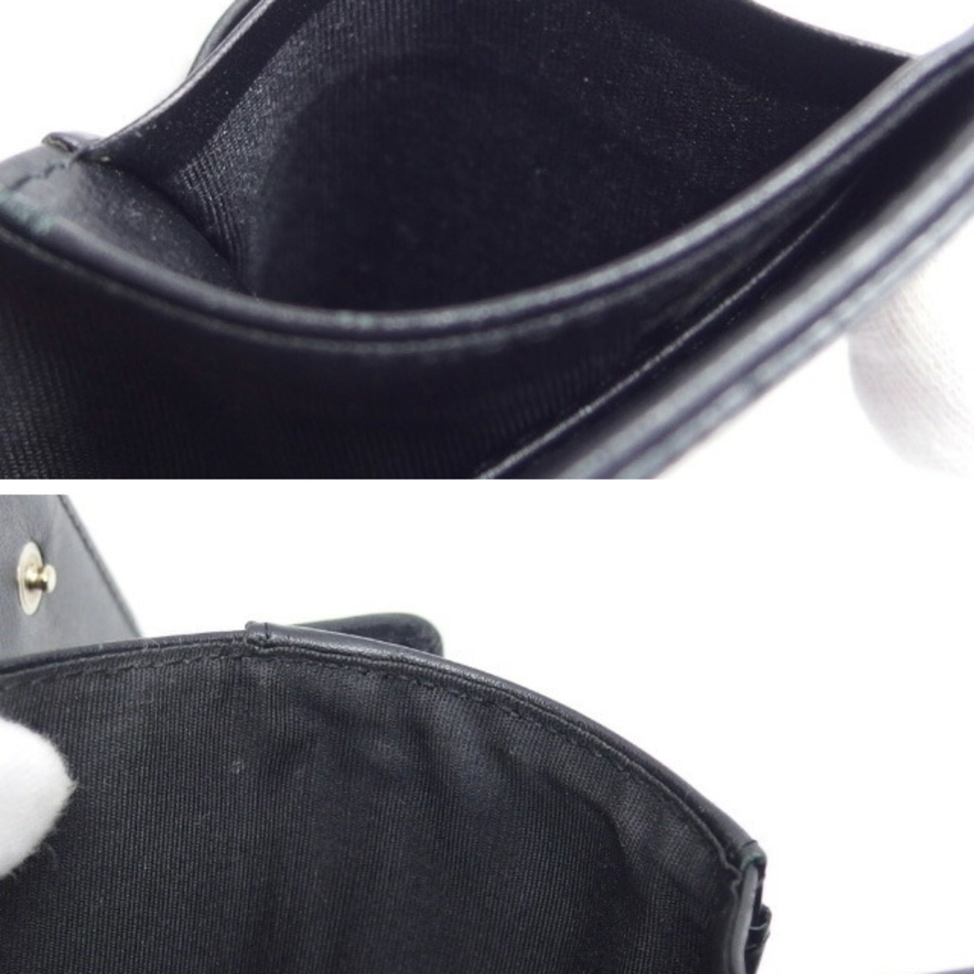 Chanel Black Grained Calfskin Wallet (Tri-Fold) (Pre-Owned)