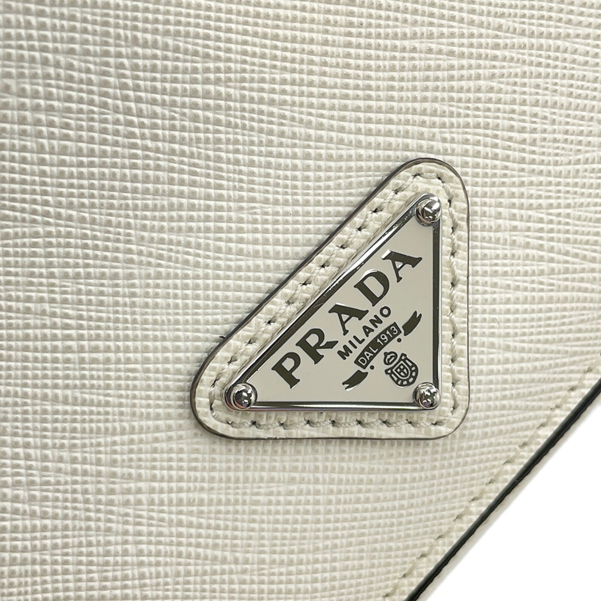 Prada Saffiano White Leather Handbag Shoulder Bag (Pre-Owned)